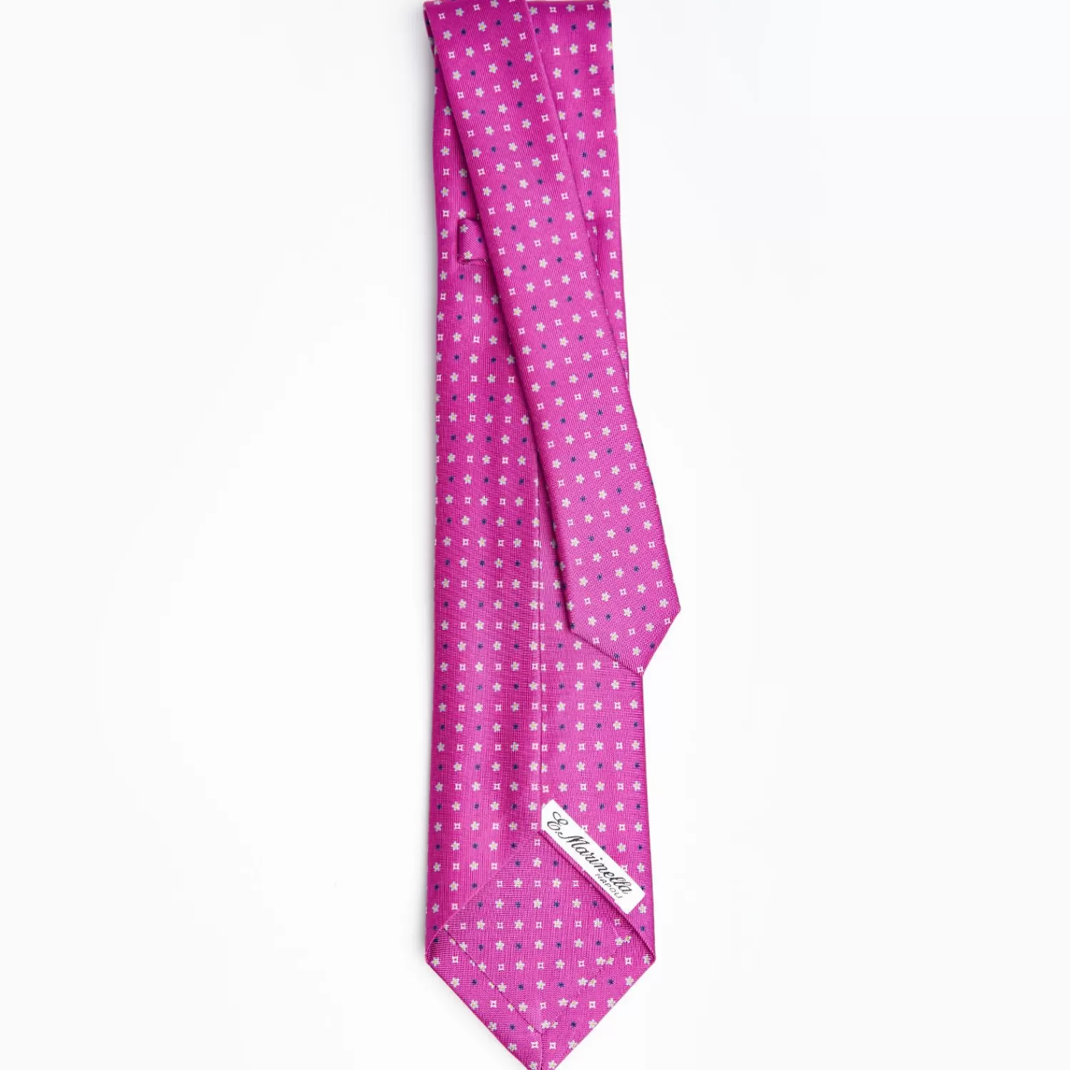 Fuchsia 7 Fold Sartorial Silk Tie - Small Flower Pattern>E.Marinella Best Sale