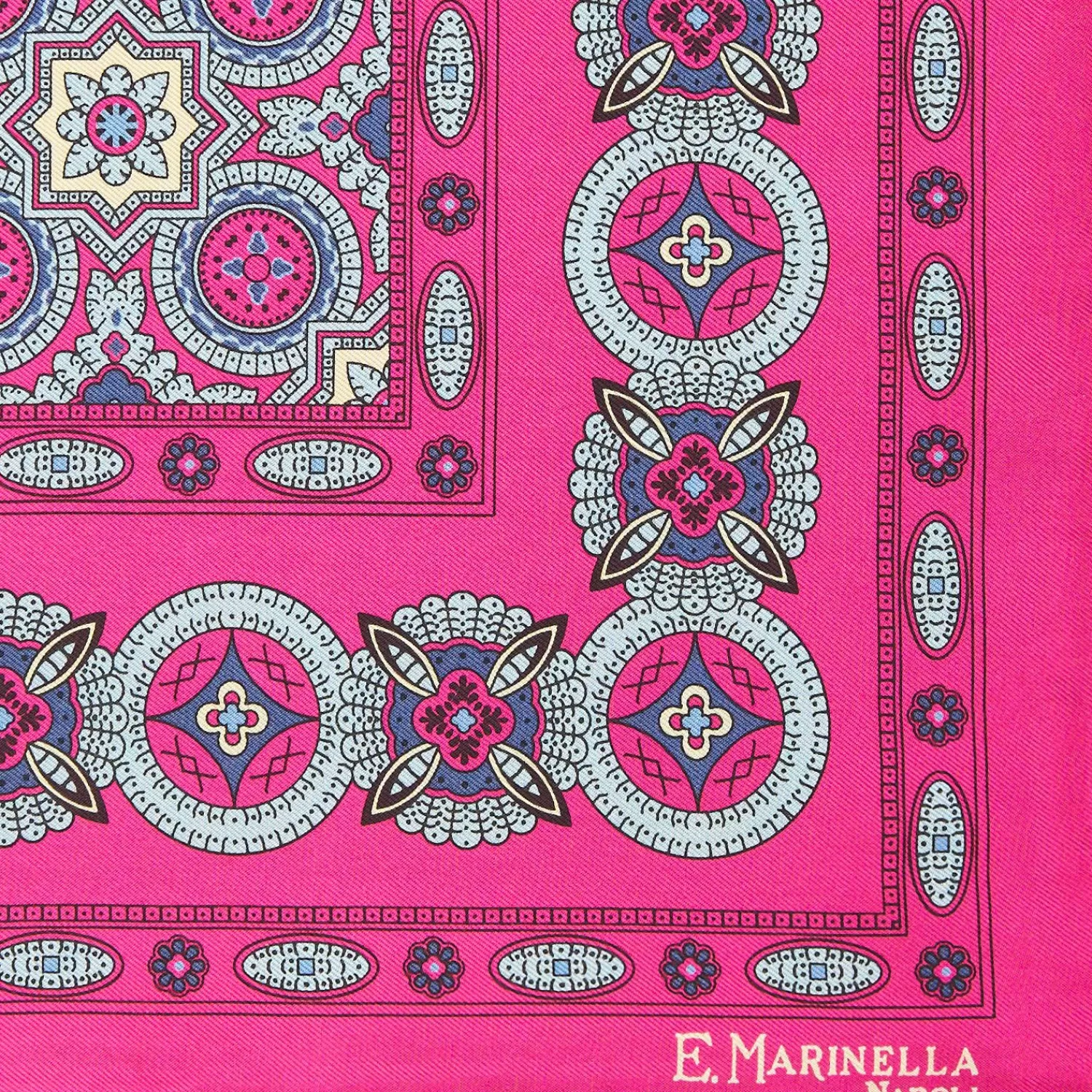 Fuchsia Hand-Printed Silk Pocket Square - Large Flower Pattern>E.Marinella Cheap