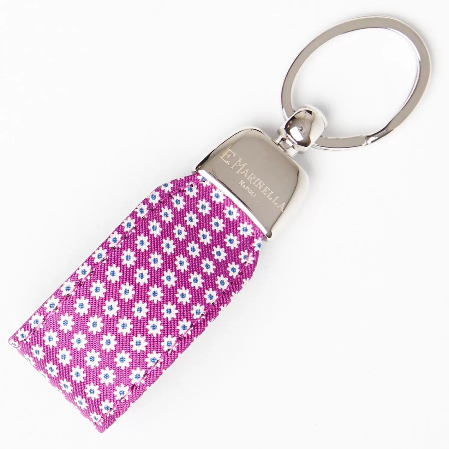 Fuchsia Keyfob In Silk And Leather>E.Marinella Shop