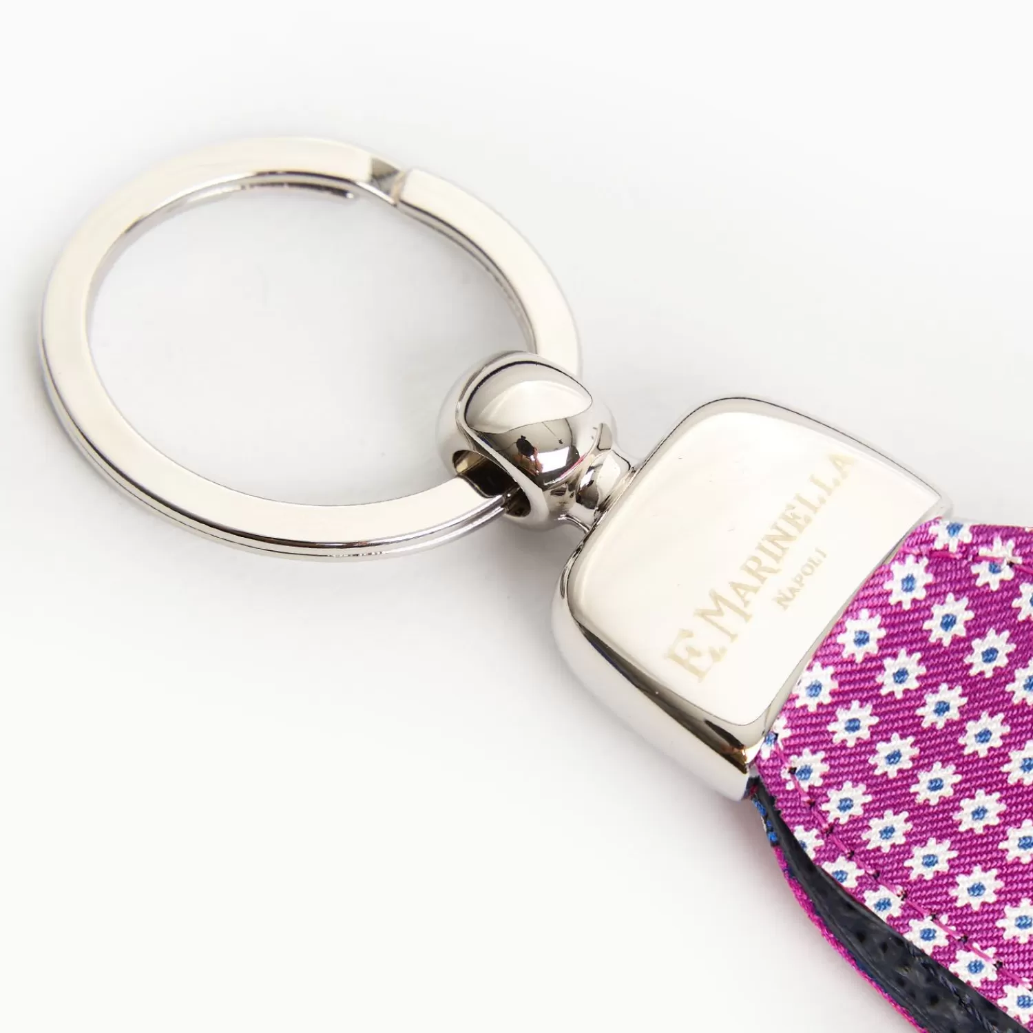 Fuchsia Keyfob In Silk And Leather>E.Marinella Shop
