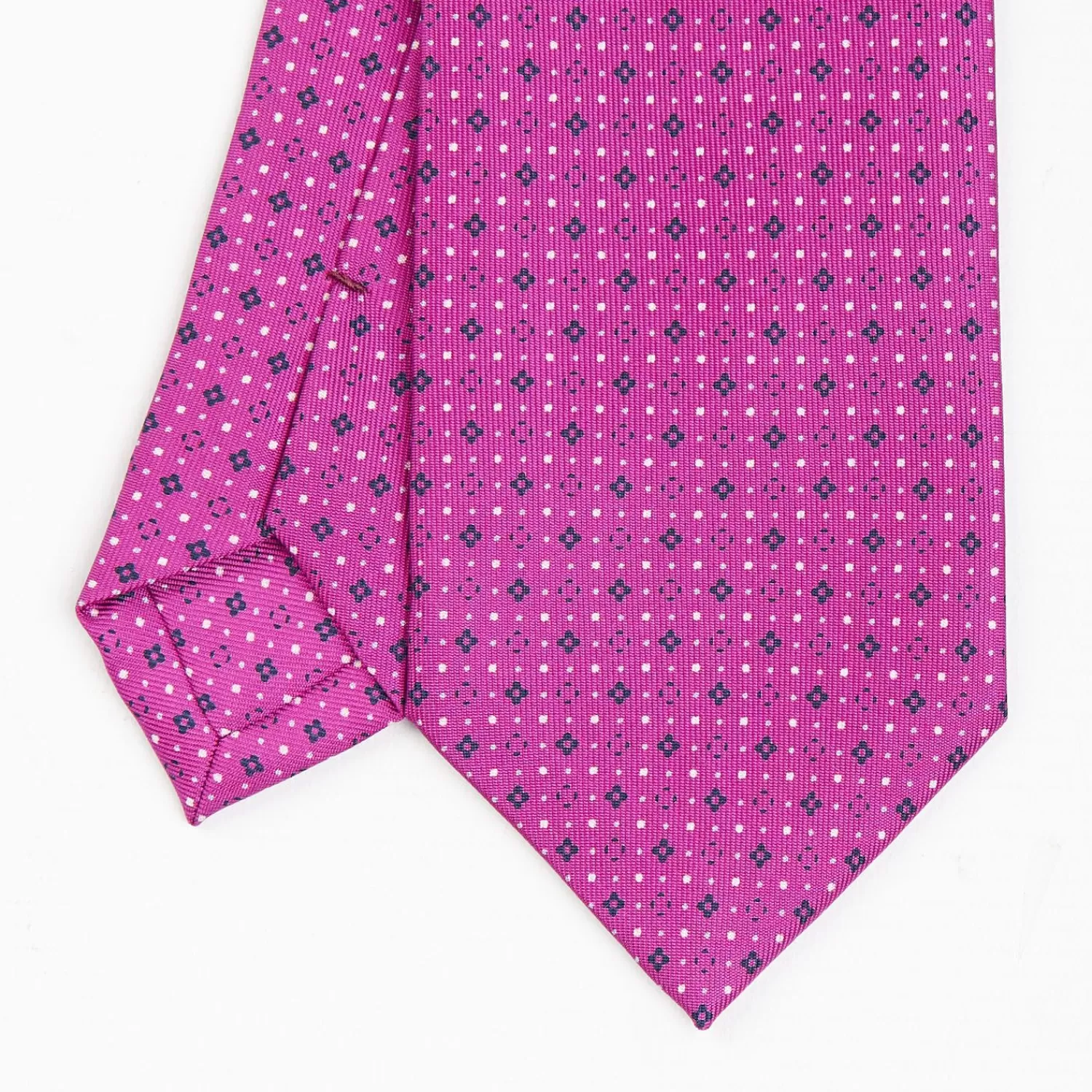 Fuchsia Sartorial Classic Silk Tie - Small Flower Pattern>E.Marinella Shop