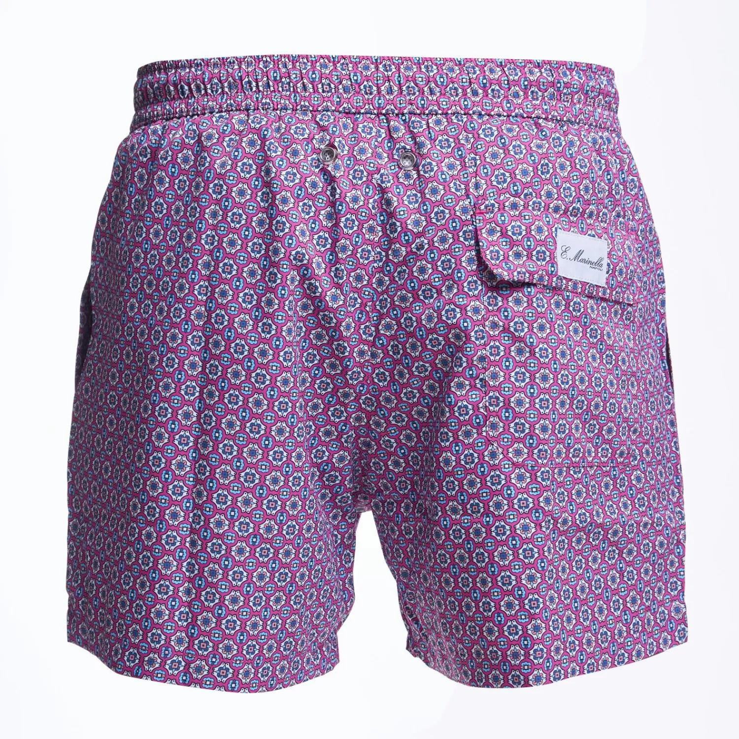 Fucsia Swim Short- Large Flower Pattern>E.Marinella Store
