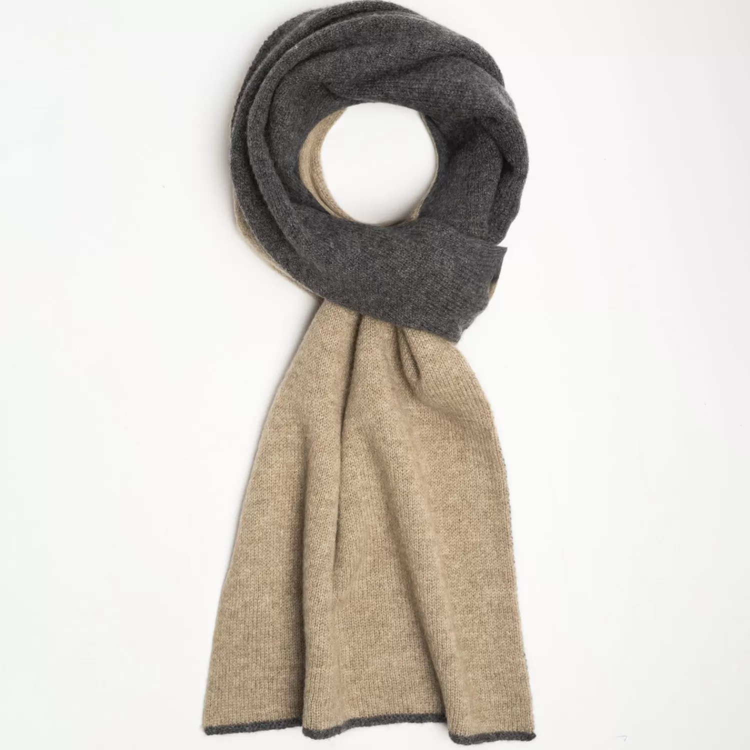 Gray And Light Brown Two-Tone Solid Cashmere Neck Warmer>E.Marinella Fashion