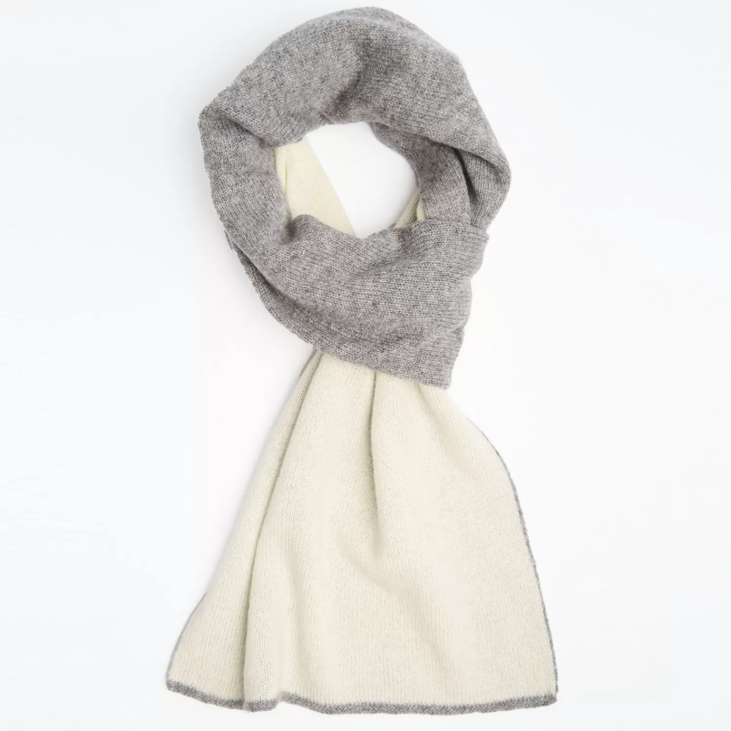 Gray And White Two-Tone Solid Cashmere Neck Warmer>E.Marinella Sale