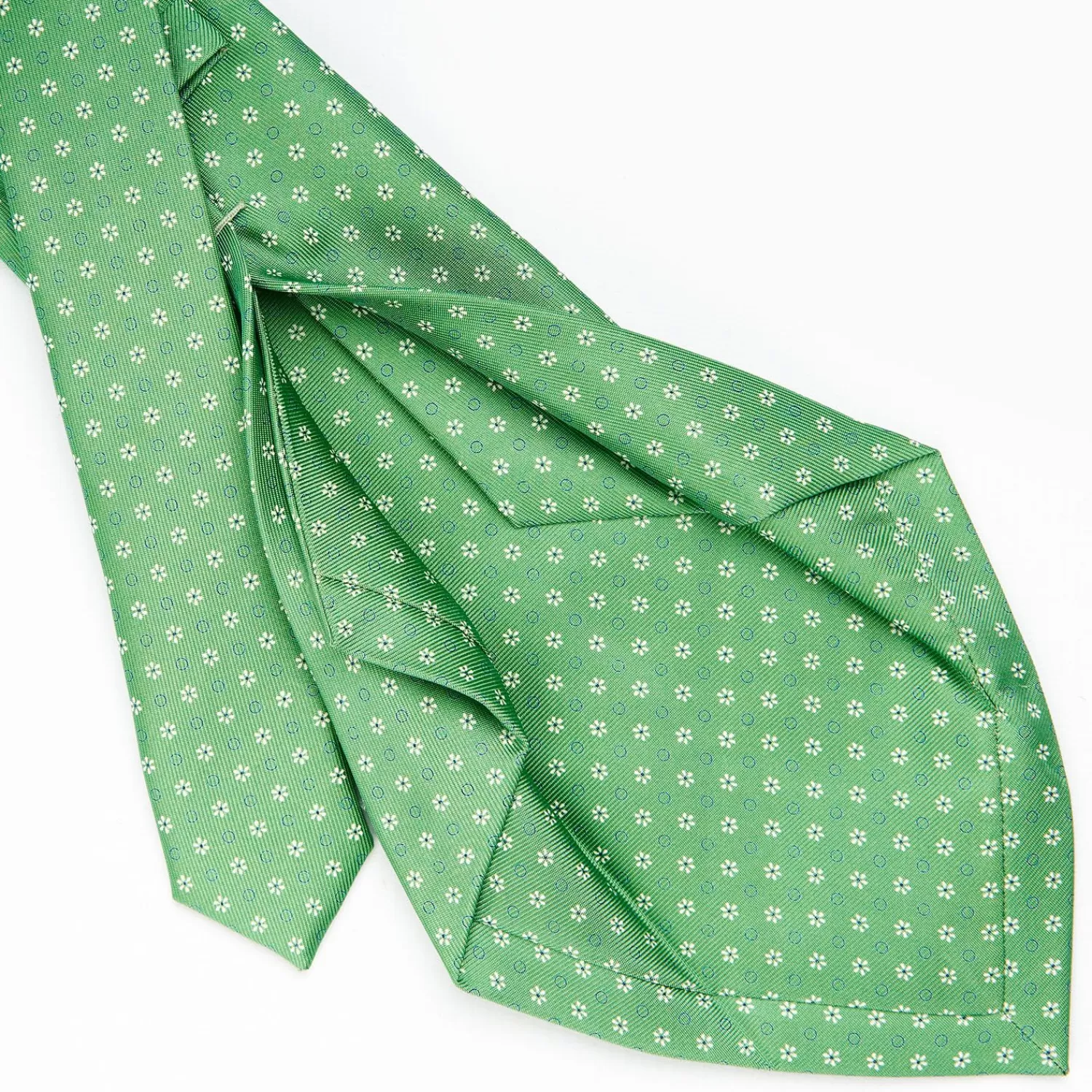 Green 5 Fold Sartorial Silk Tie - Small Flower Pattern>E.Marinella Best Sale