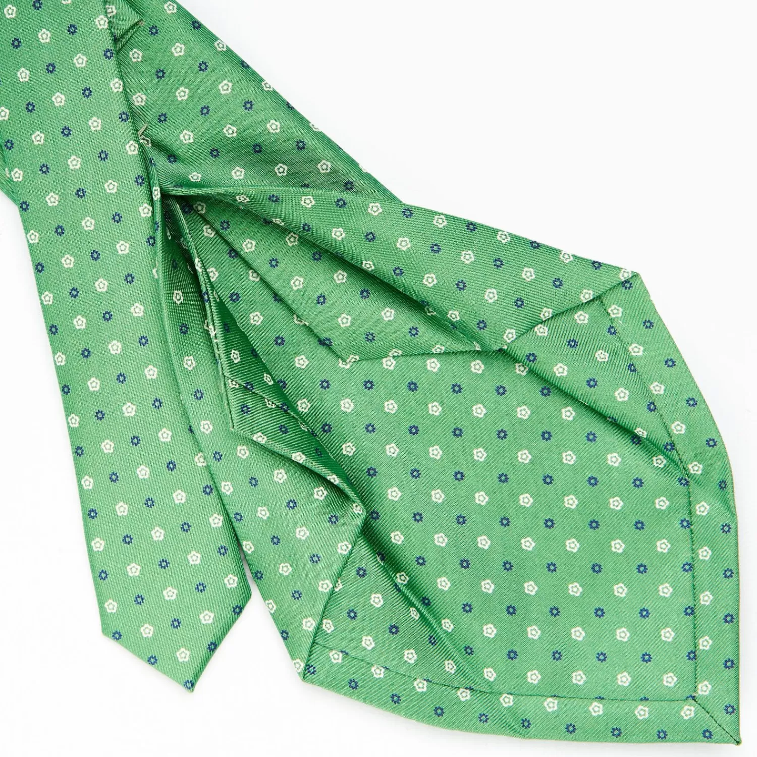 Green 5 Fold Sartorial Silk Tie - Small Flower Pattern>E.Marinella Cheap