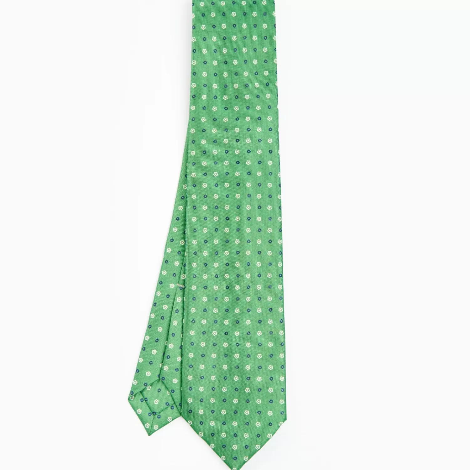 Green 5 Fold Sartorial Silk Tie - Small Flower Pattern>E.Marinella Cheap