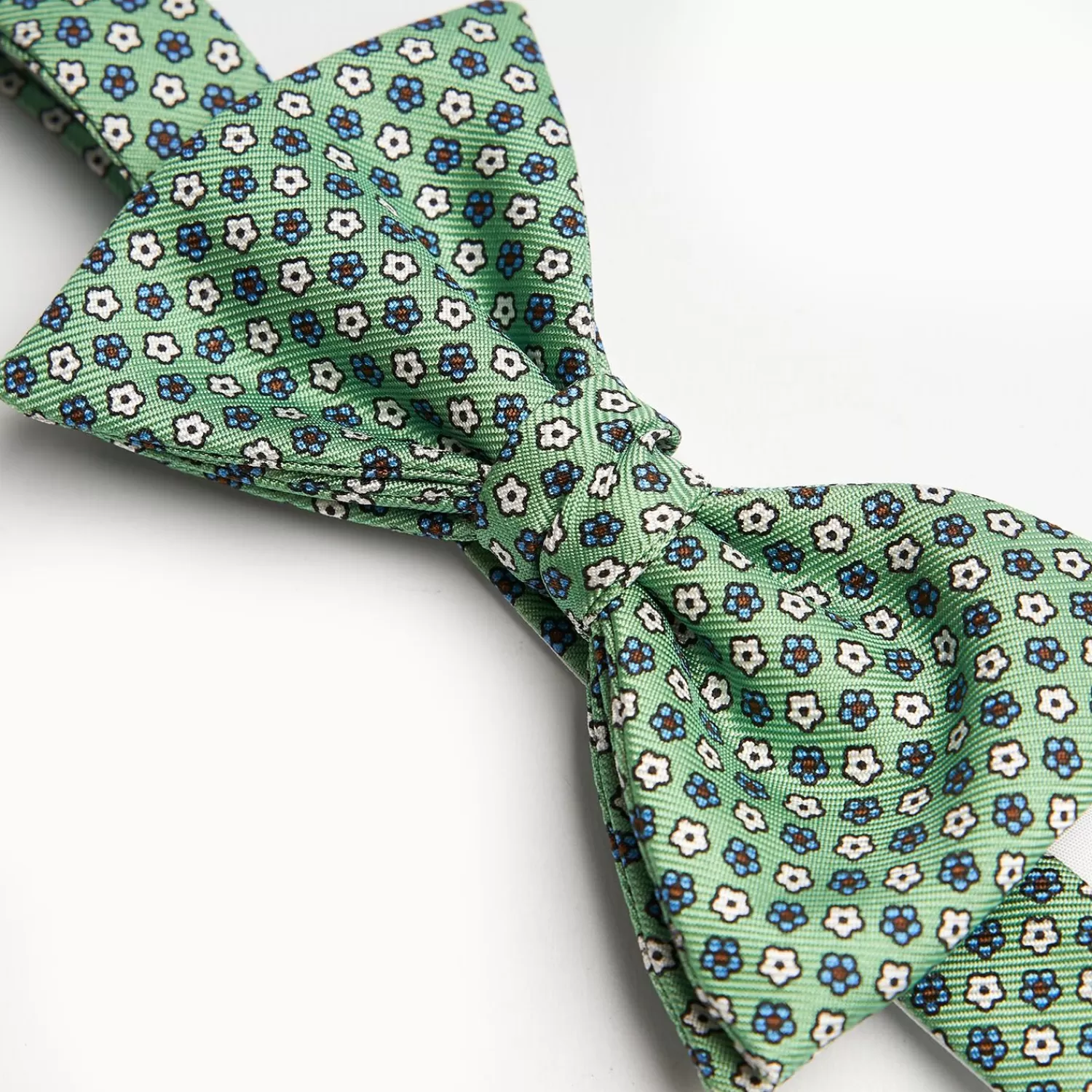 Green Pre-Knotted Silk Bowtie - Small Flower Pattern>E.Marinella New