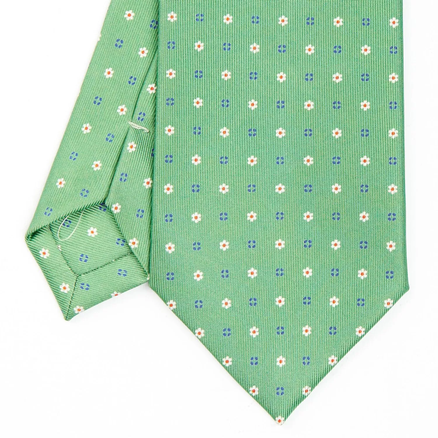 Green Sartorial Classic Silk Tie - Small Flower Designs>E.Marinella Fashion