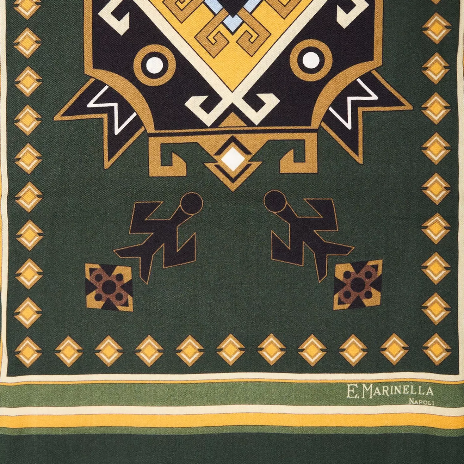Green Wool And Silk Scarf With Geometric Design>E.Marinella Discount