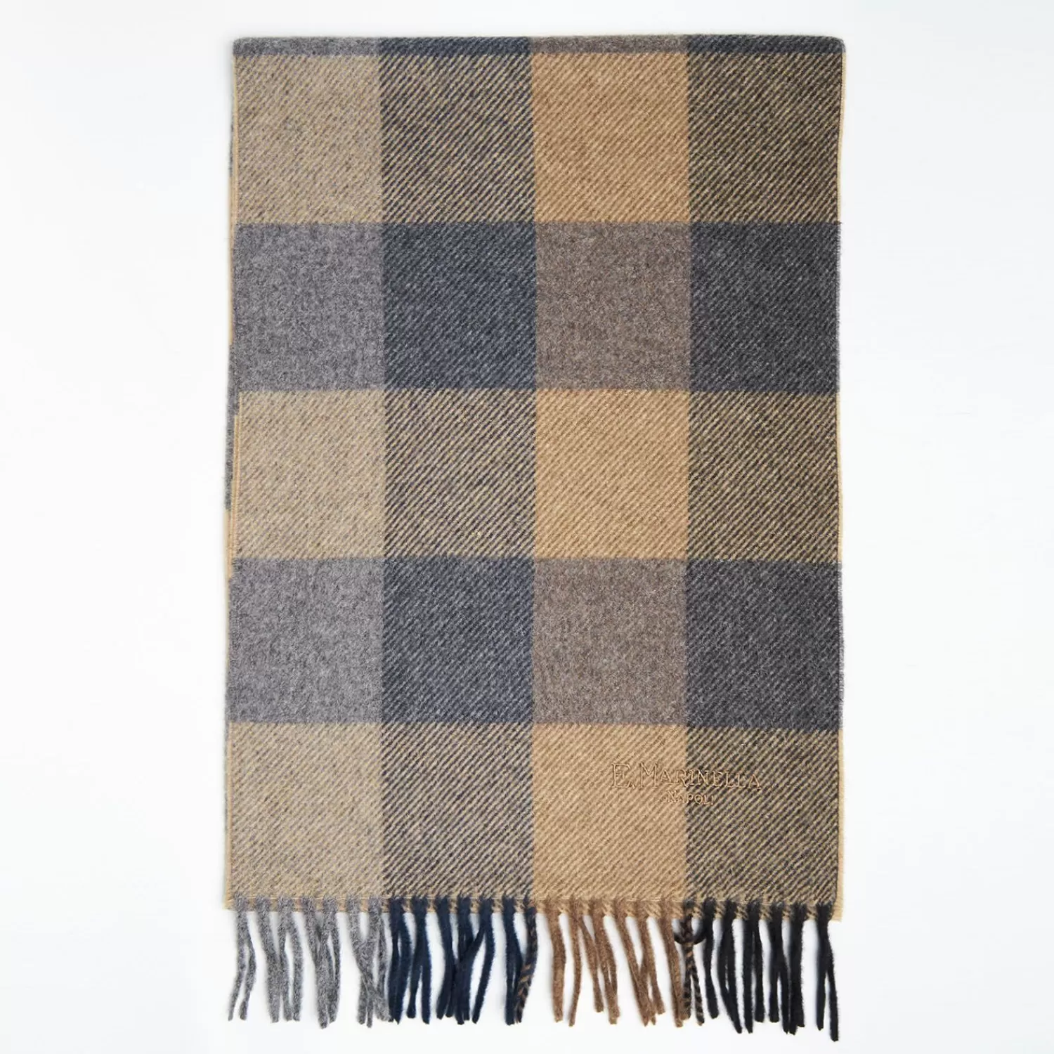 Grey And Beige Cashmere Plaid Scarf With Bangs>E.Marinella Best
