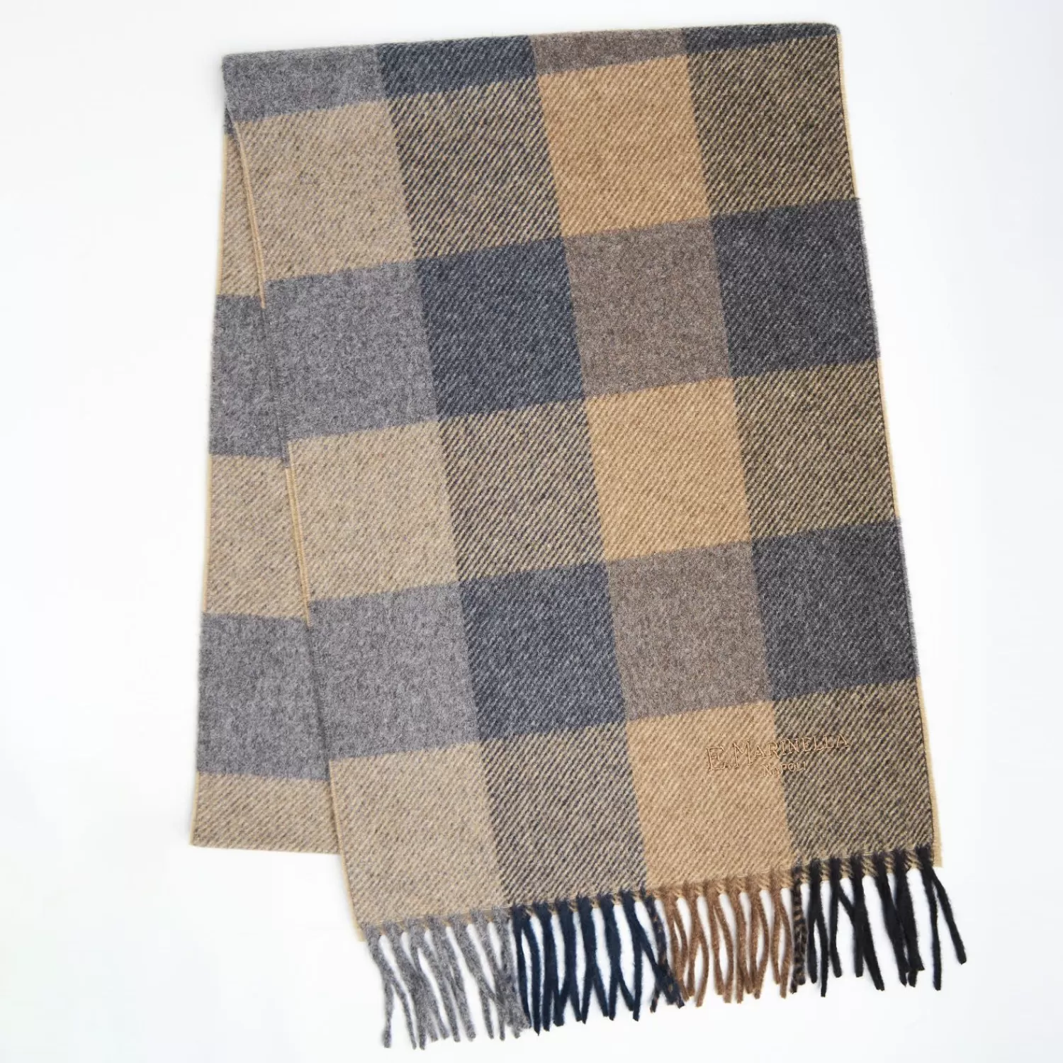 Grey And Beige Cashmere Plaid Scarf With Bangs>E.Marinella Best