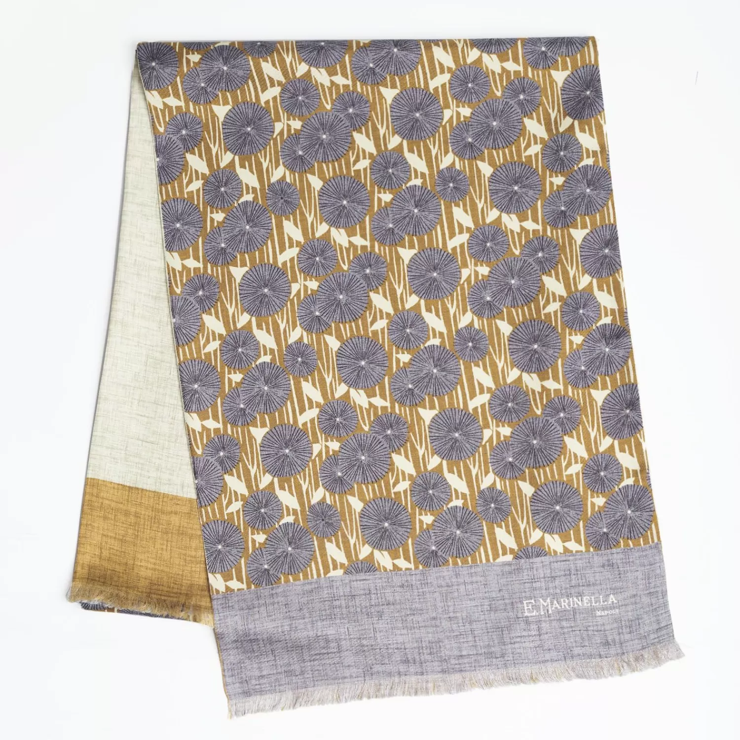 Grey And Beige Double Silk Scarf>E.Marinella Flash Sale