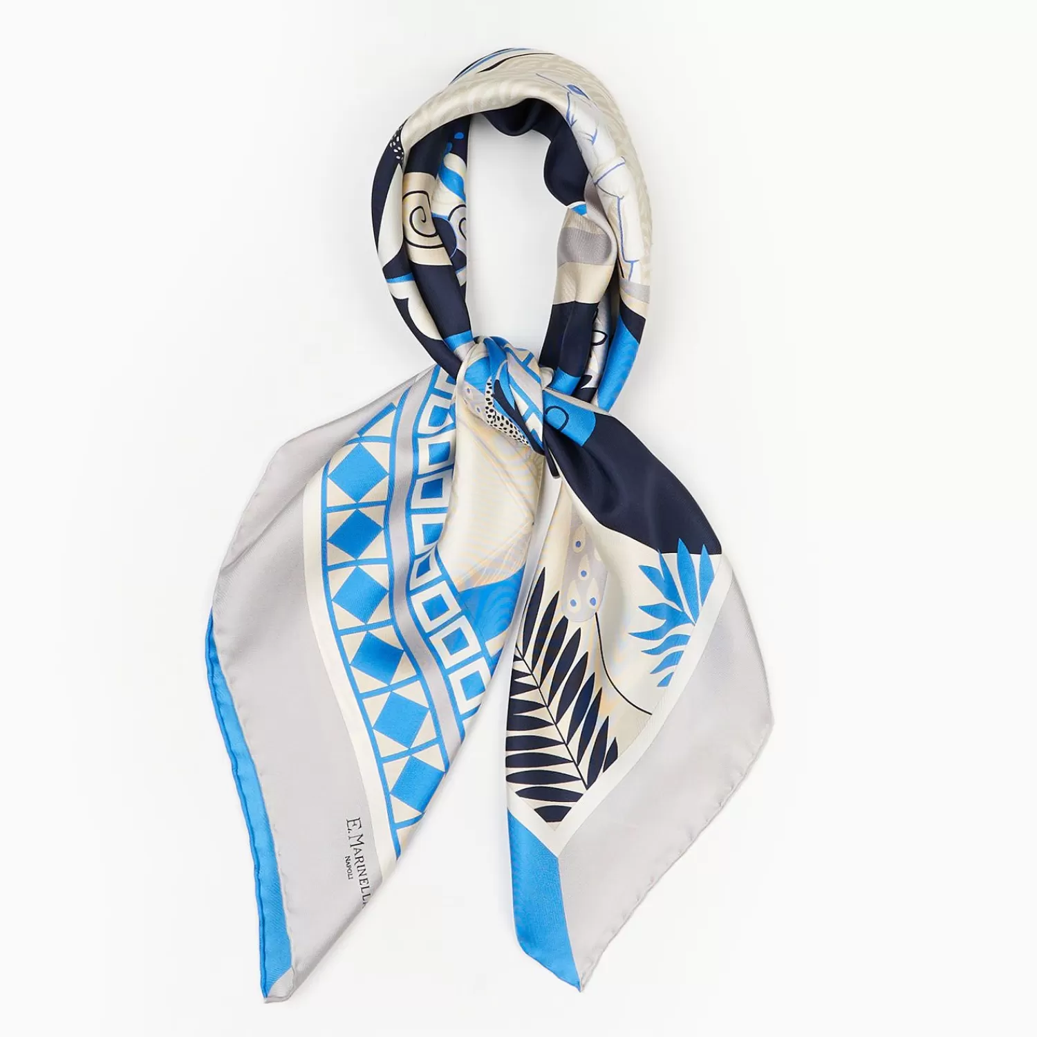 Grey And Bluette Silk Scarf 90 - Pulcinella In Naples>E.Marinella Flash Sale