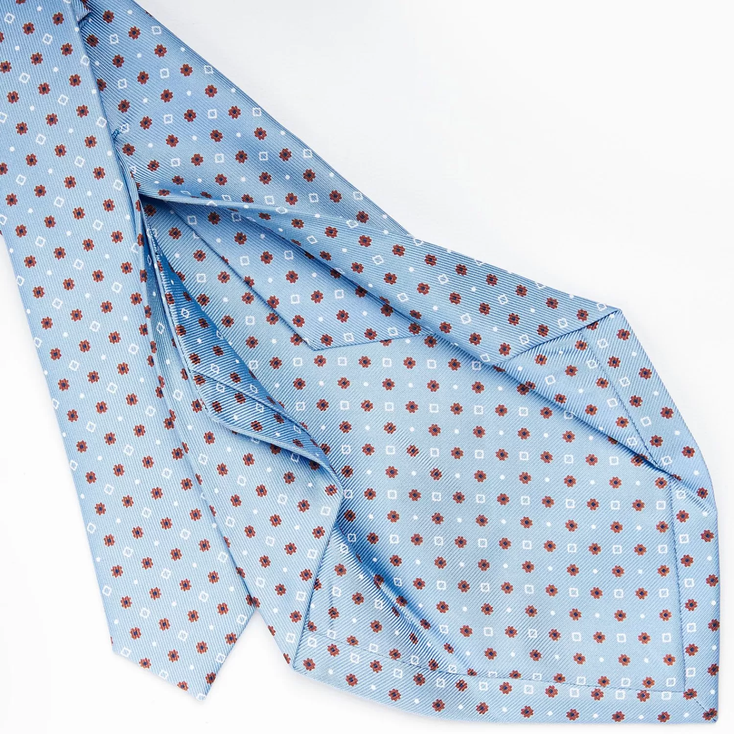 Light Blue 5 Fold Sartorial Silk Tie - Small Flower Pattern>E.Marinella Best Sale
