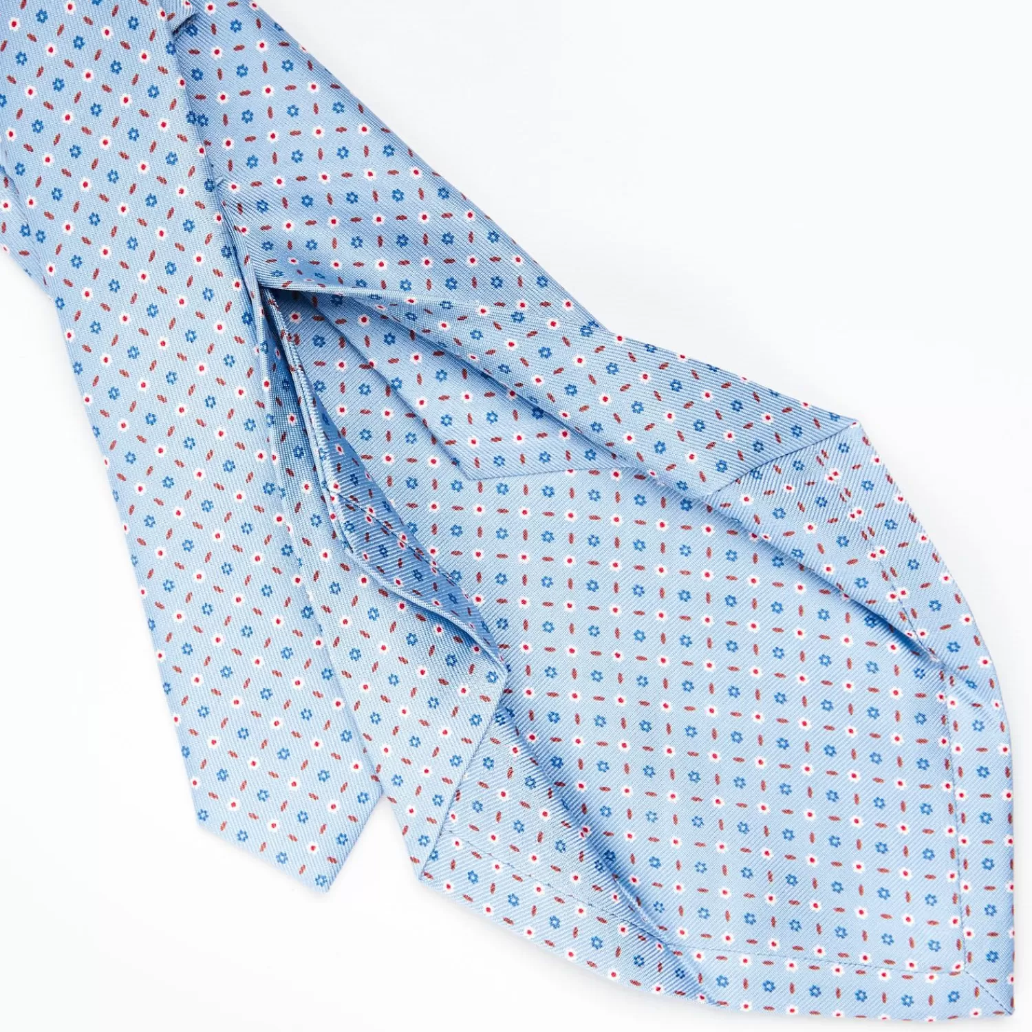 Light Blue 5 Fold Sartorial Silk Tie - Small Flower Pattern>E.Marinella Flash Sale