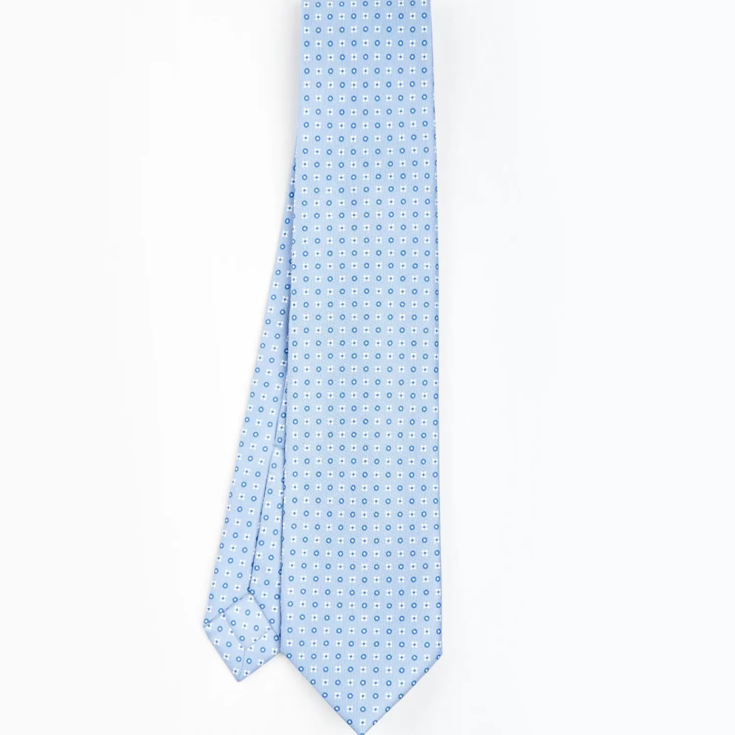 Light Blue 5 Fold Sartorial Silk Tie - Small Flower Pattern>E.Marinella Best