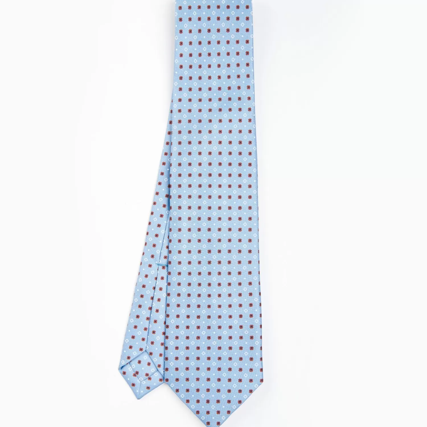 Light Blue 5 Fold Sartorial Silk Tie - Small Flower Pattern>E.Marinella Best Sale