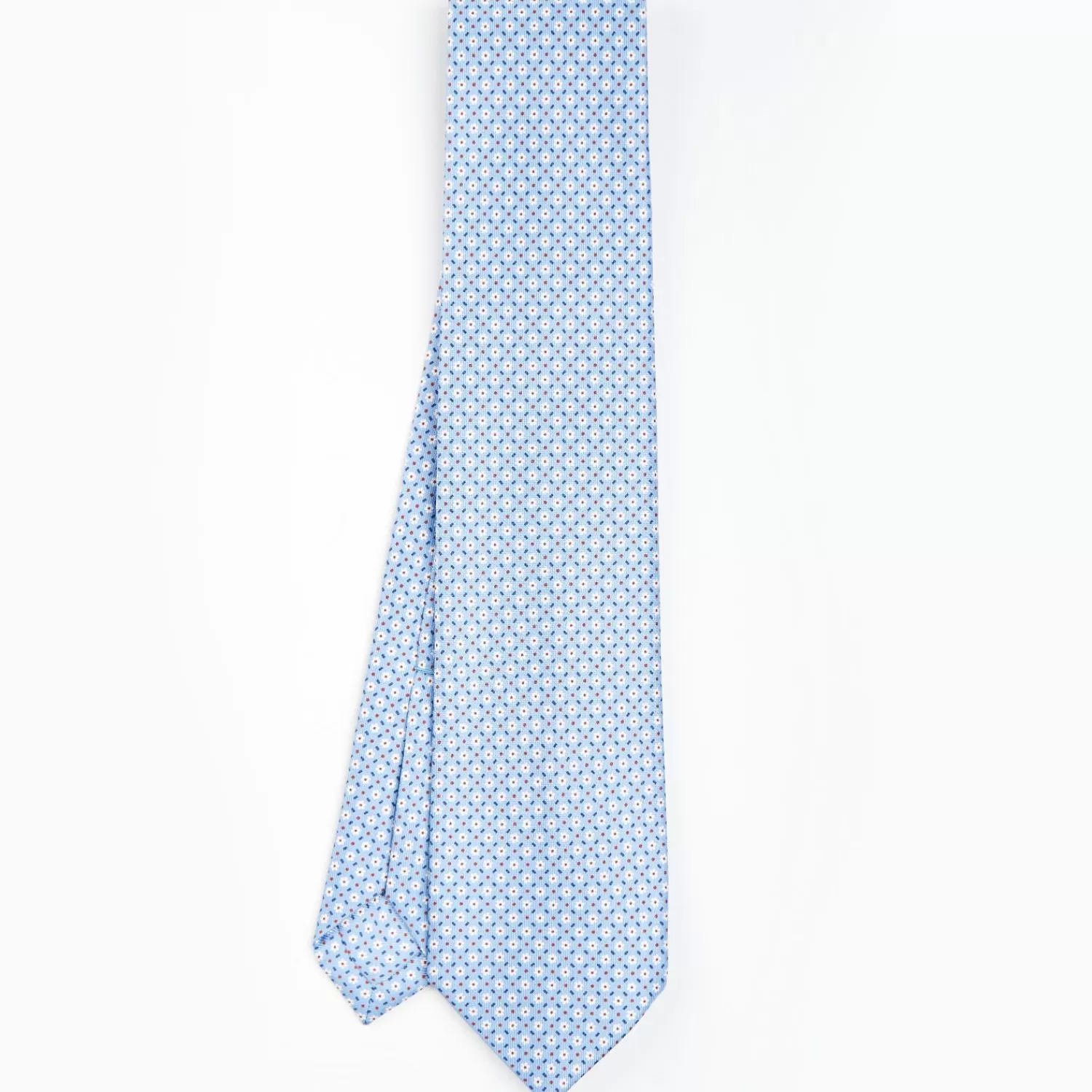 Light Blue 5 Fold Sartorial Silk Tie - Small Flower Pattern>E.Marinella Hot