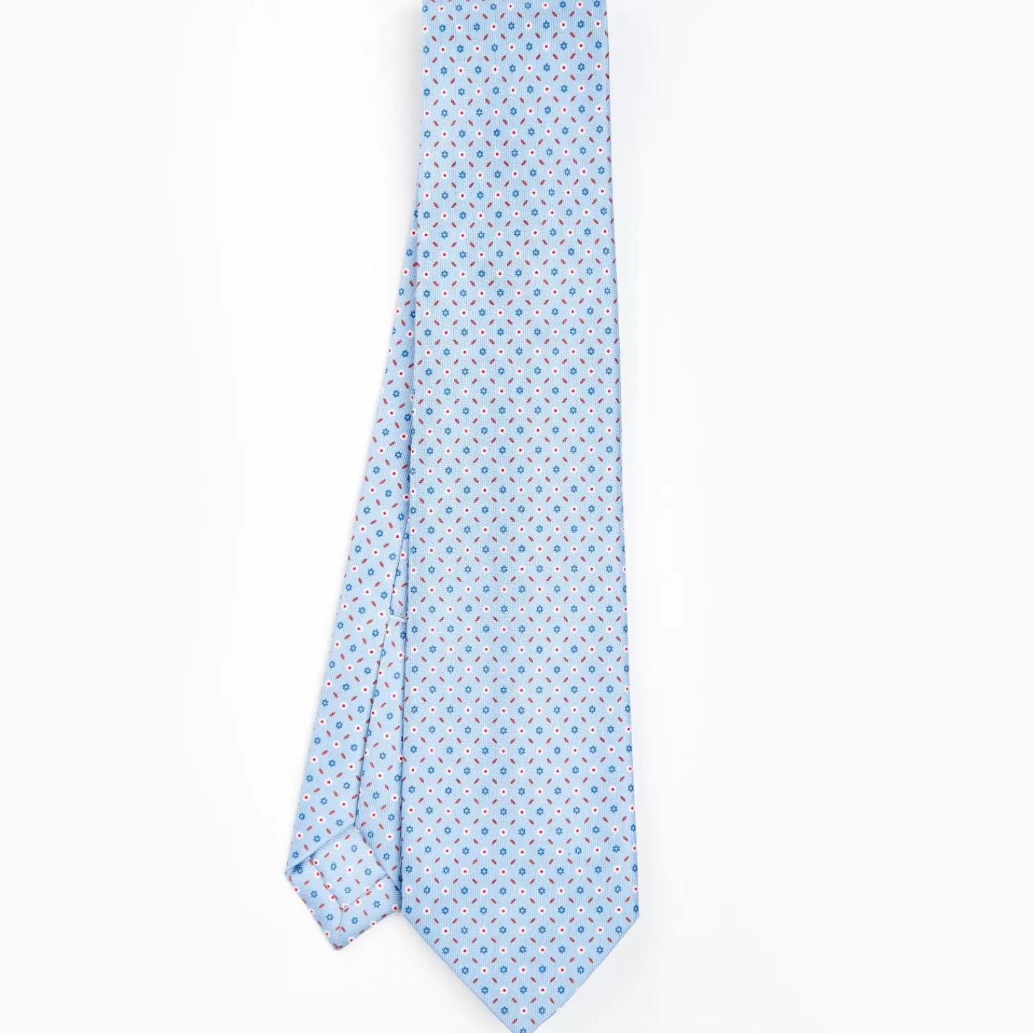 Light Blue 5 Fold Sartorial Silk Tie - Small Flower Pattern>E.Marinella Flash Sale