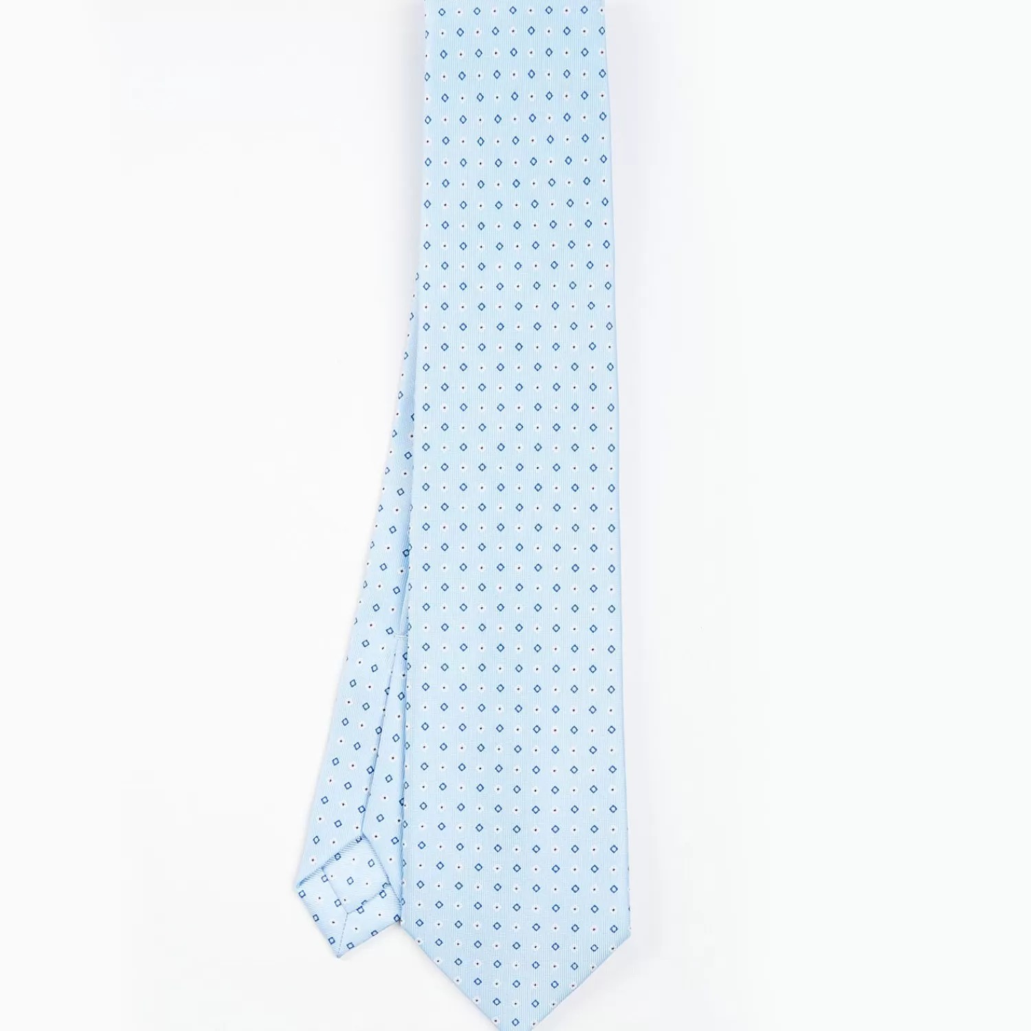 Light Blue 7 Fold Sartorial Silk Tie - Small Flower Pattern>E.Marinella Cheap