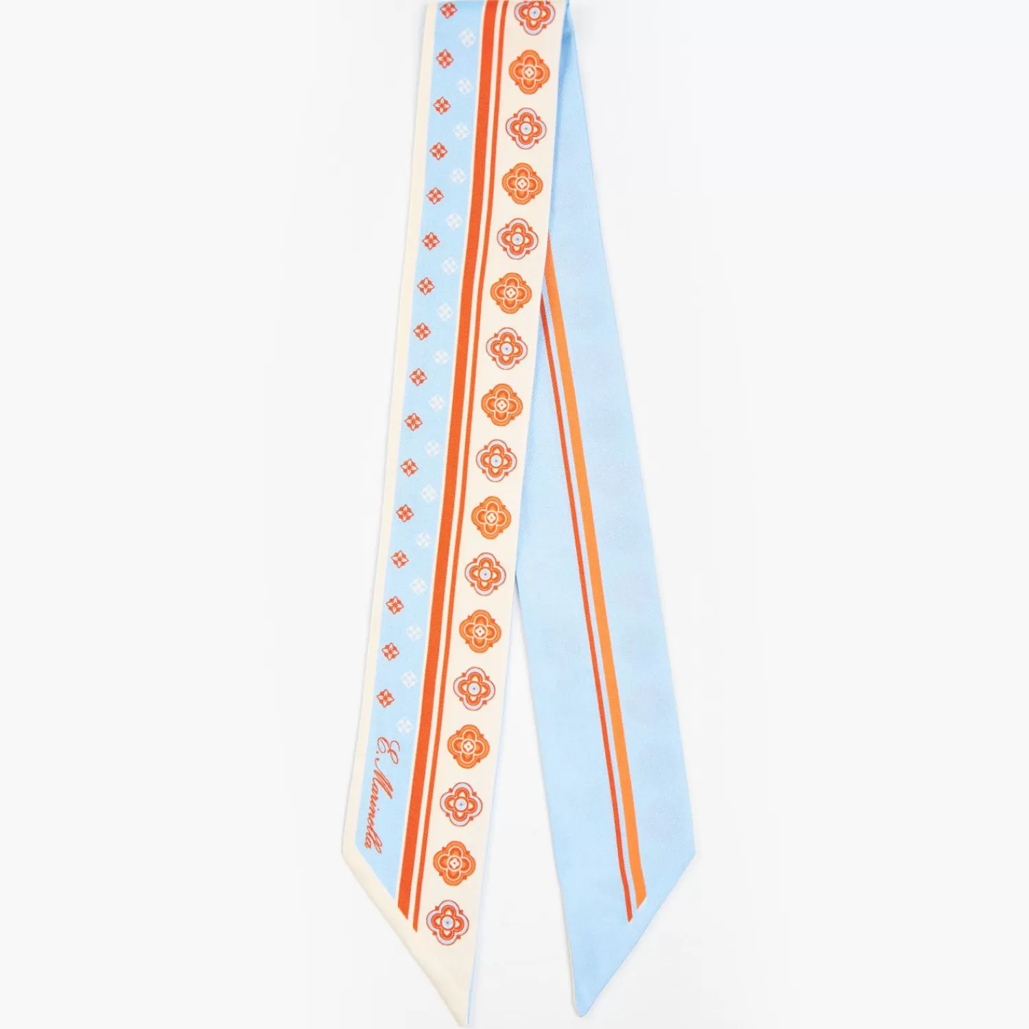 Light Blue And Beige Silk Twilly>E.Marinella New