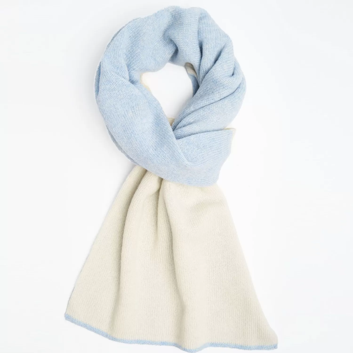 Light Blue And Beige Two-Tone Solid Cashmere Neck Warmer>E.Marinella Best