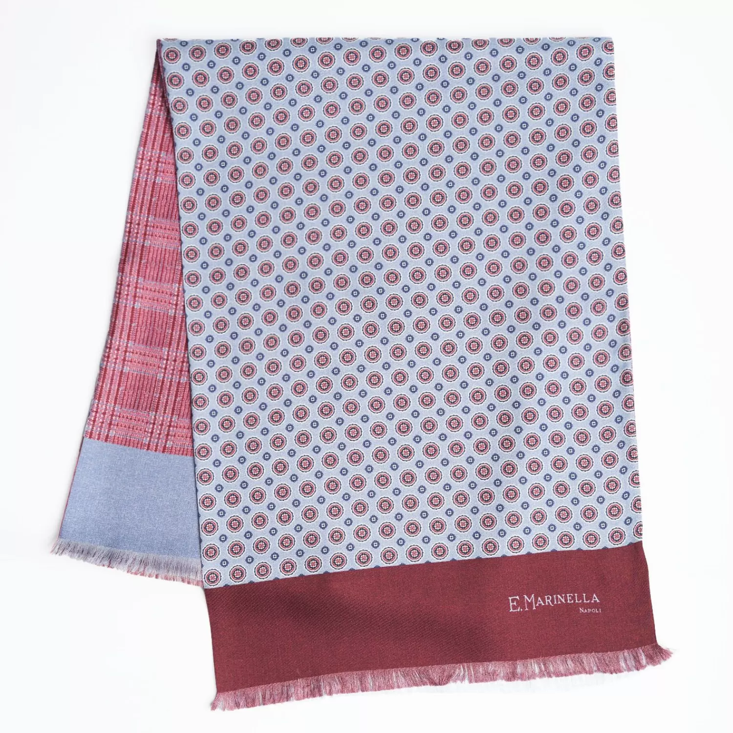 Light Blue And Burgundy Double Silk Scarf>E.Marinella Hot