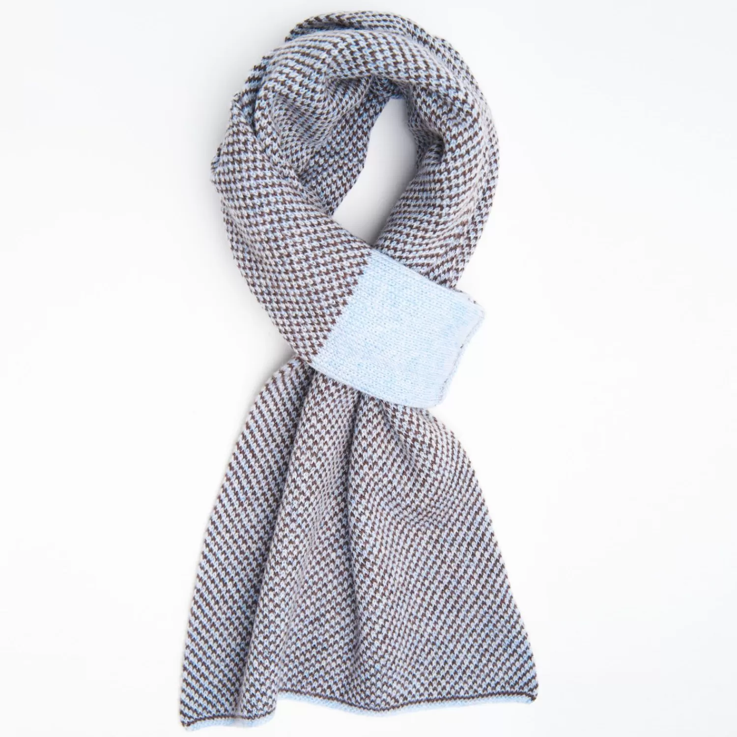 Light Blue And Dark Brown Cashmere Neck Warmer>E.Marinella Fashion