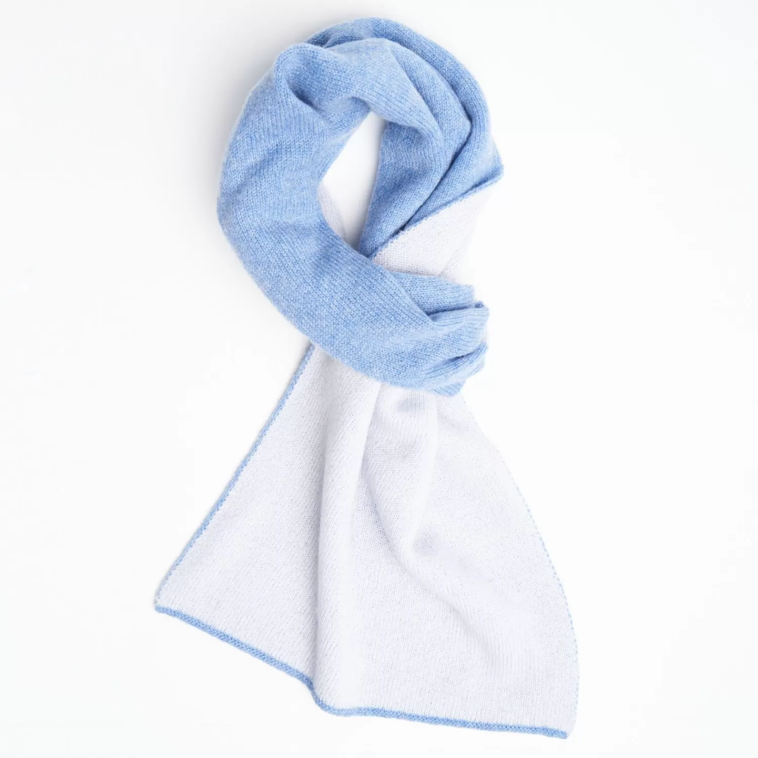 Light Blue And White Two-Tone Solid Cashmere Neck Warmer>E.Marinella Best