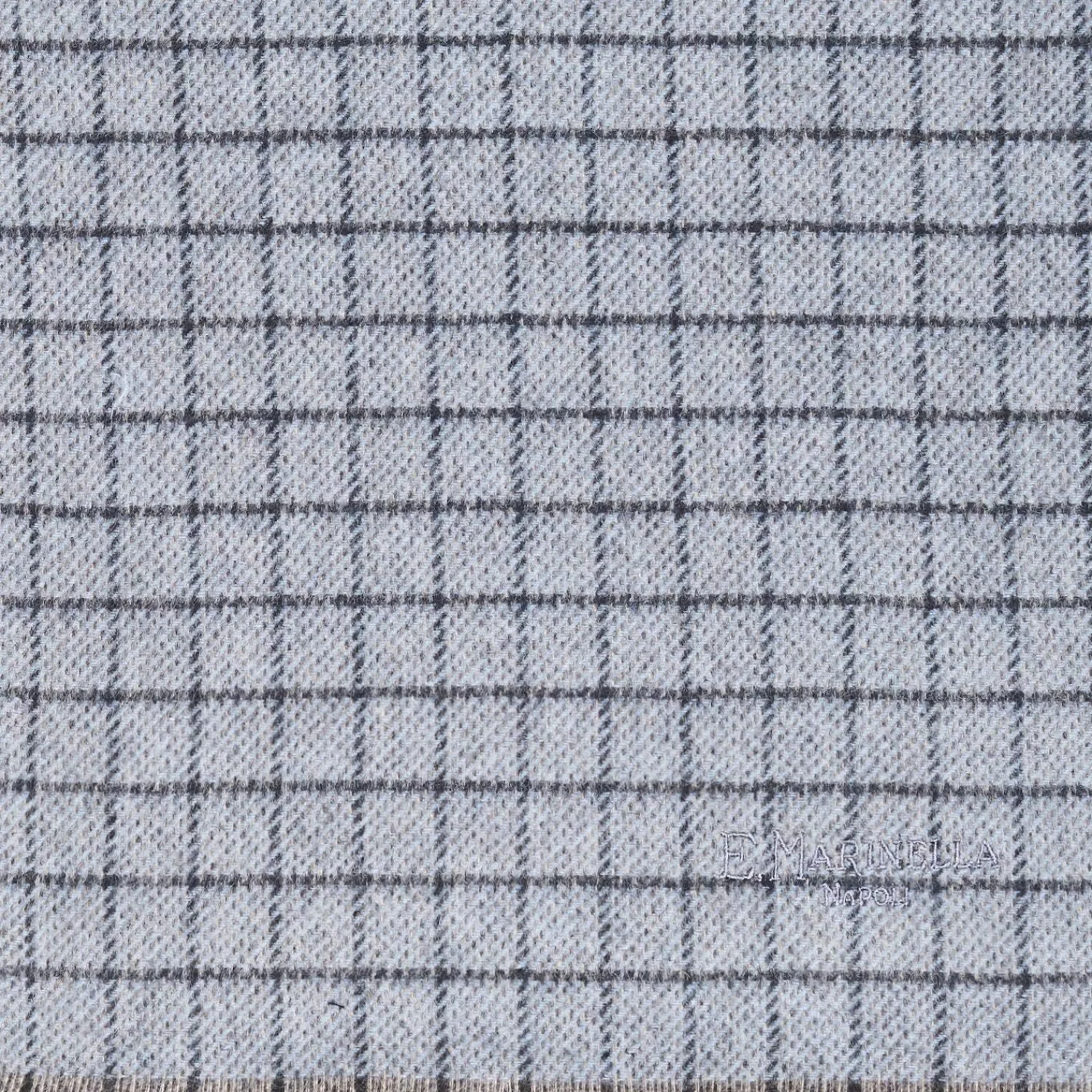 Light Blue Cashmere Small-Check Scarf>E.Marinella Flash Sale