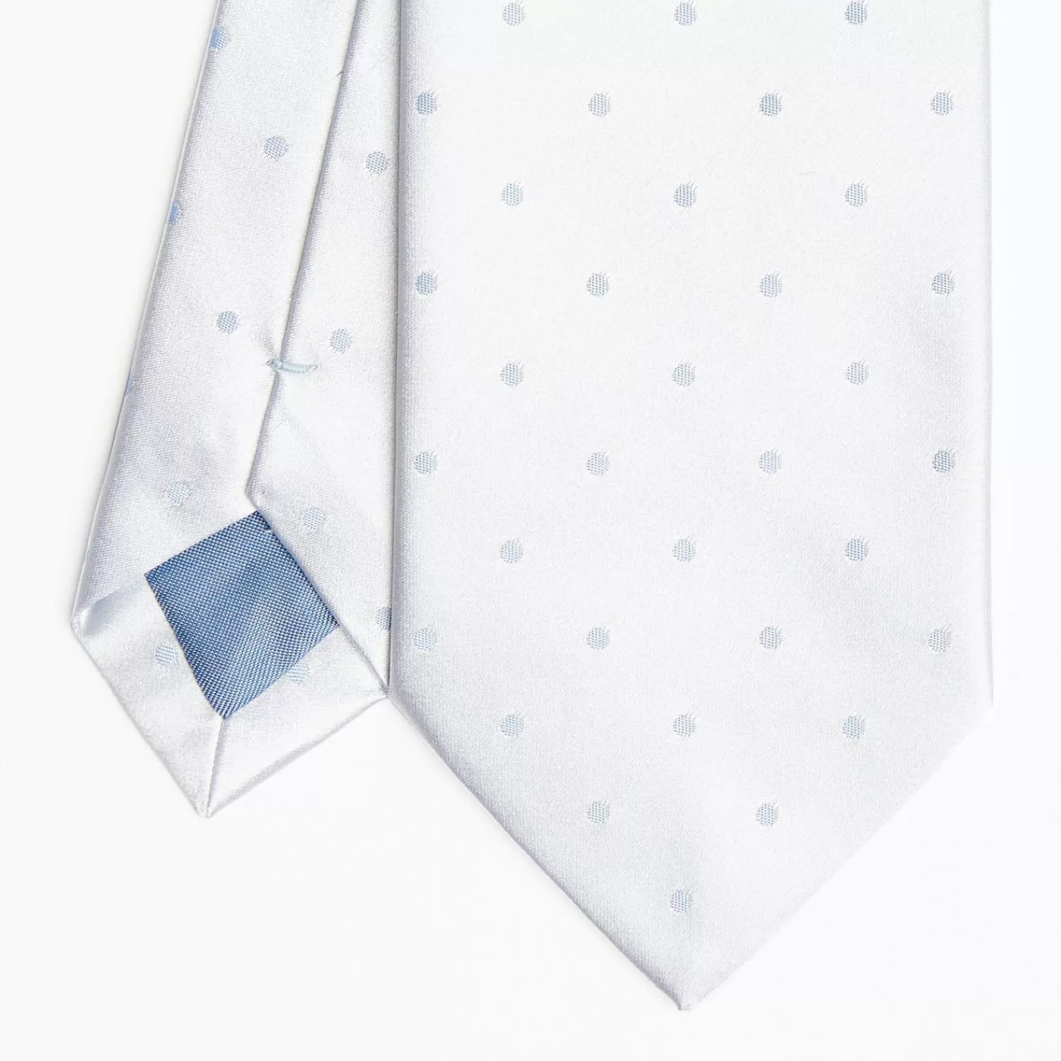 Light Blue Cerimonial Silk Satin Tie Polka Dot Pattern>E.Marinella Shop