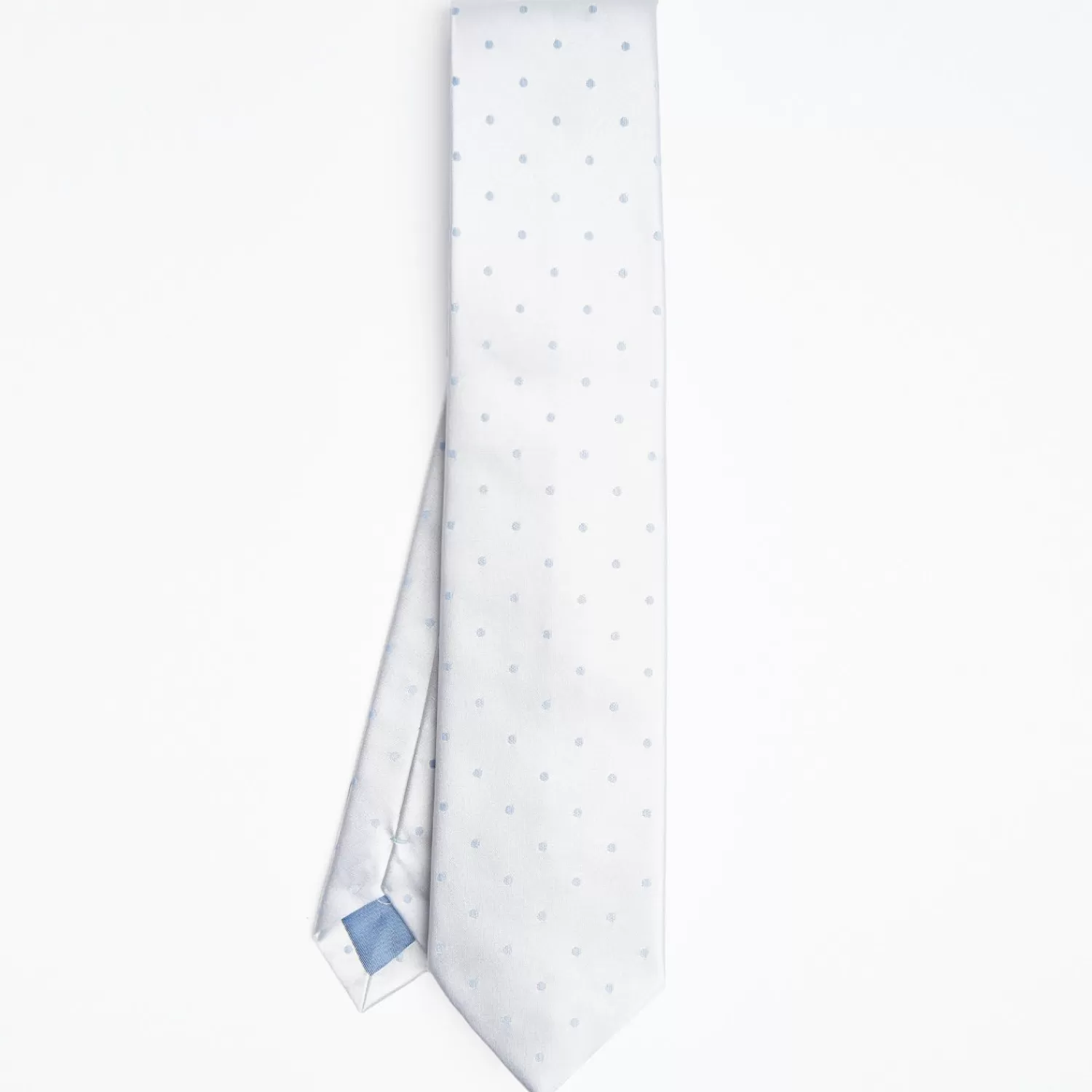 Light Blue Cerimonial Silk Satin Tie Polka Dot Pattern>E.Marinella Shop
