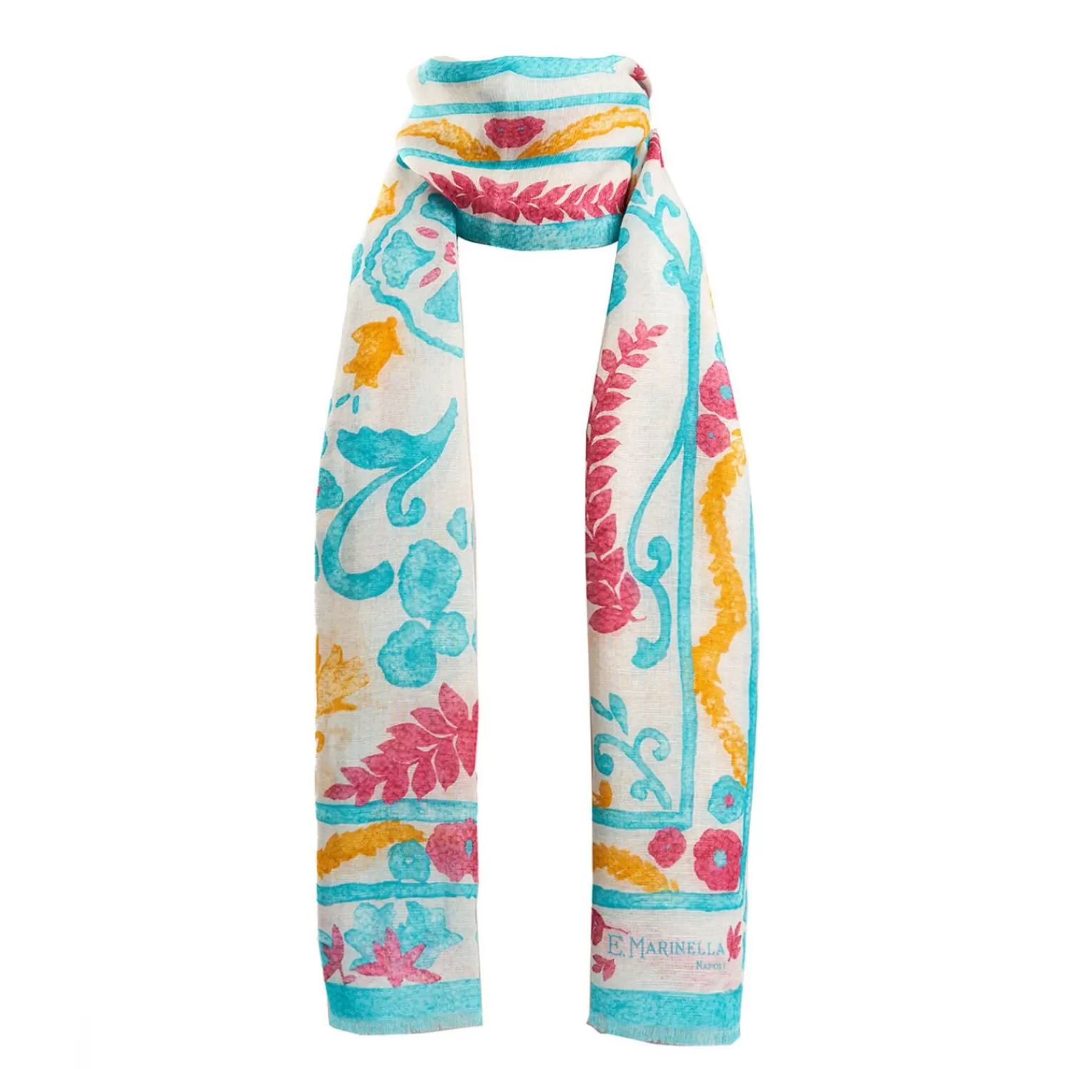Light Blue Cotton And Linen Scarf - Summer Vibes>E.Marinella Fashion