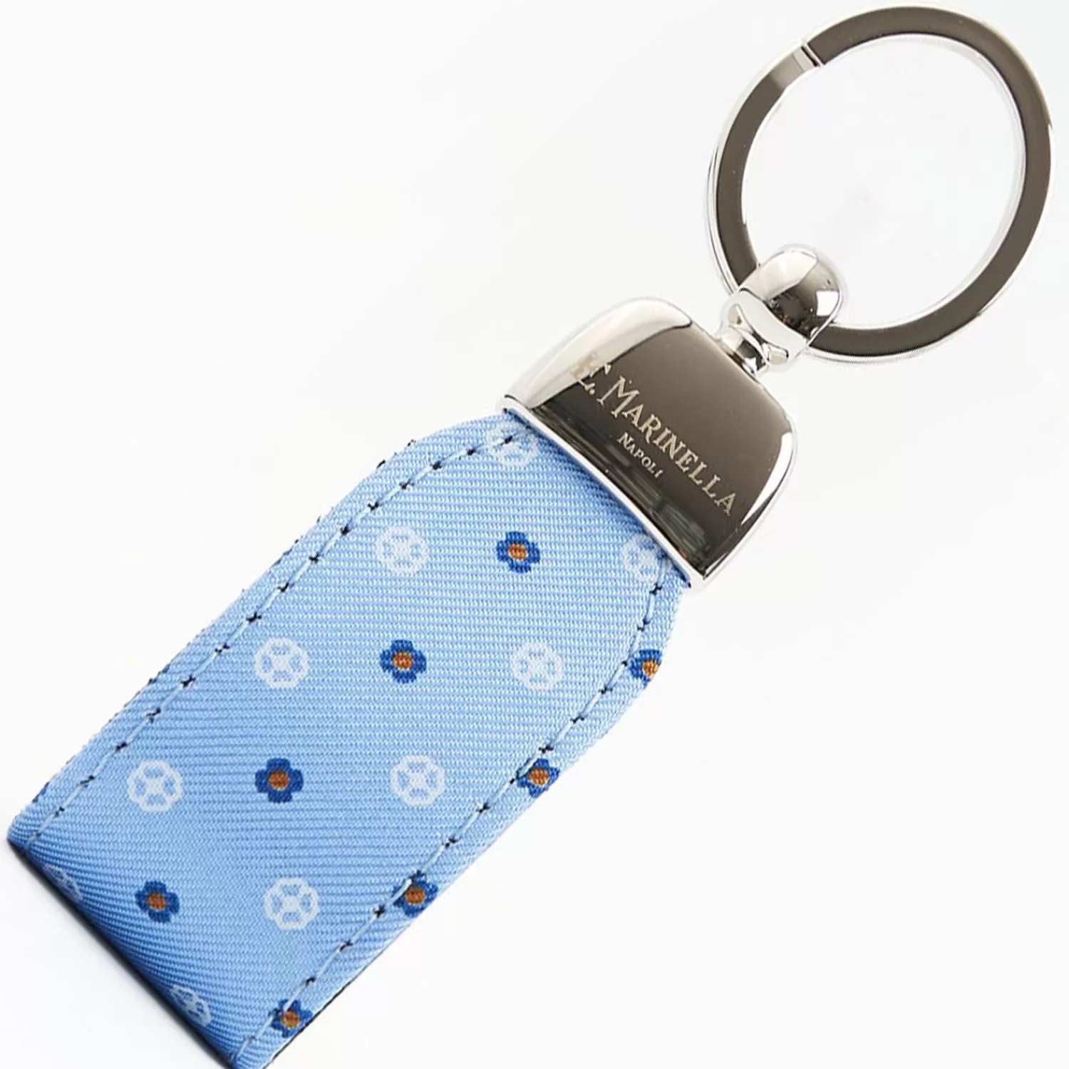 Light Blue Keyfob In Silk And Leather>E.Marinella Store