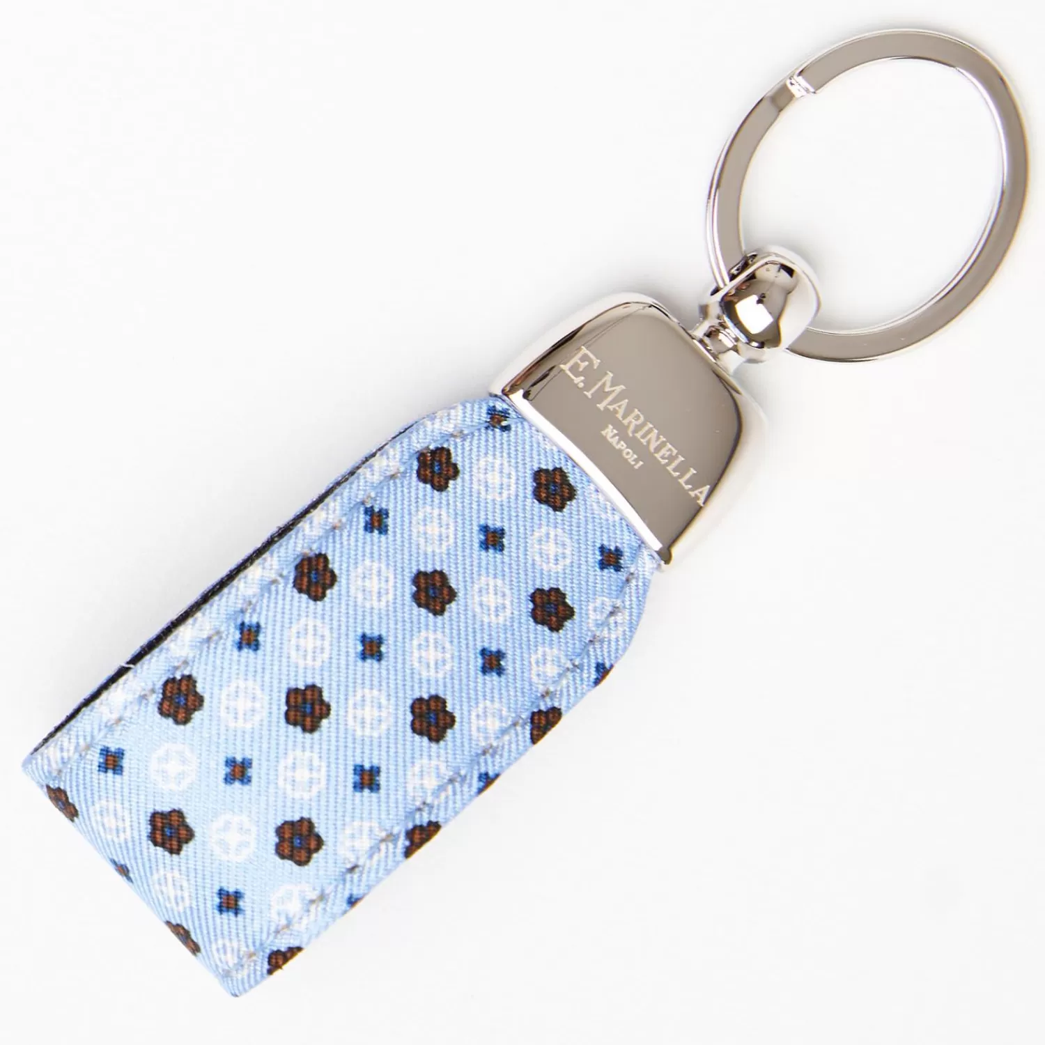 Light Blue Keyfob In Silk And Leather>E.Marinella Store