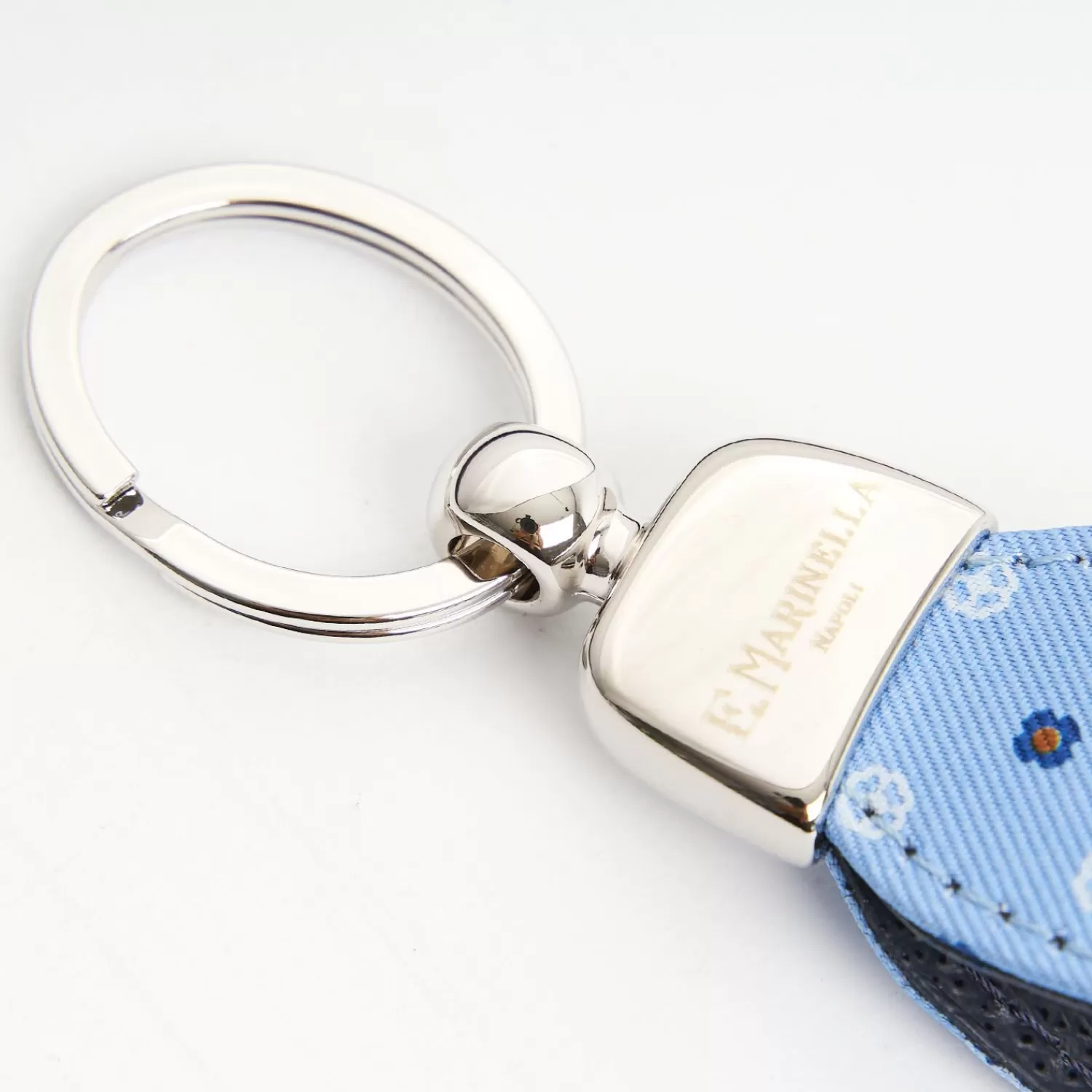 Light Blue Keyfob In Silk And Leather>E.Marinella Store