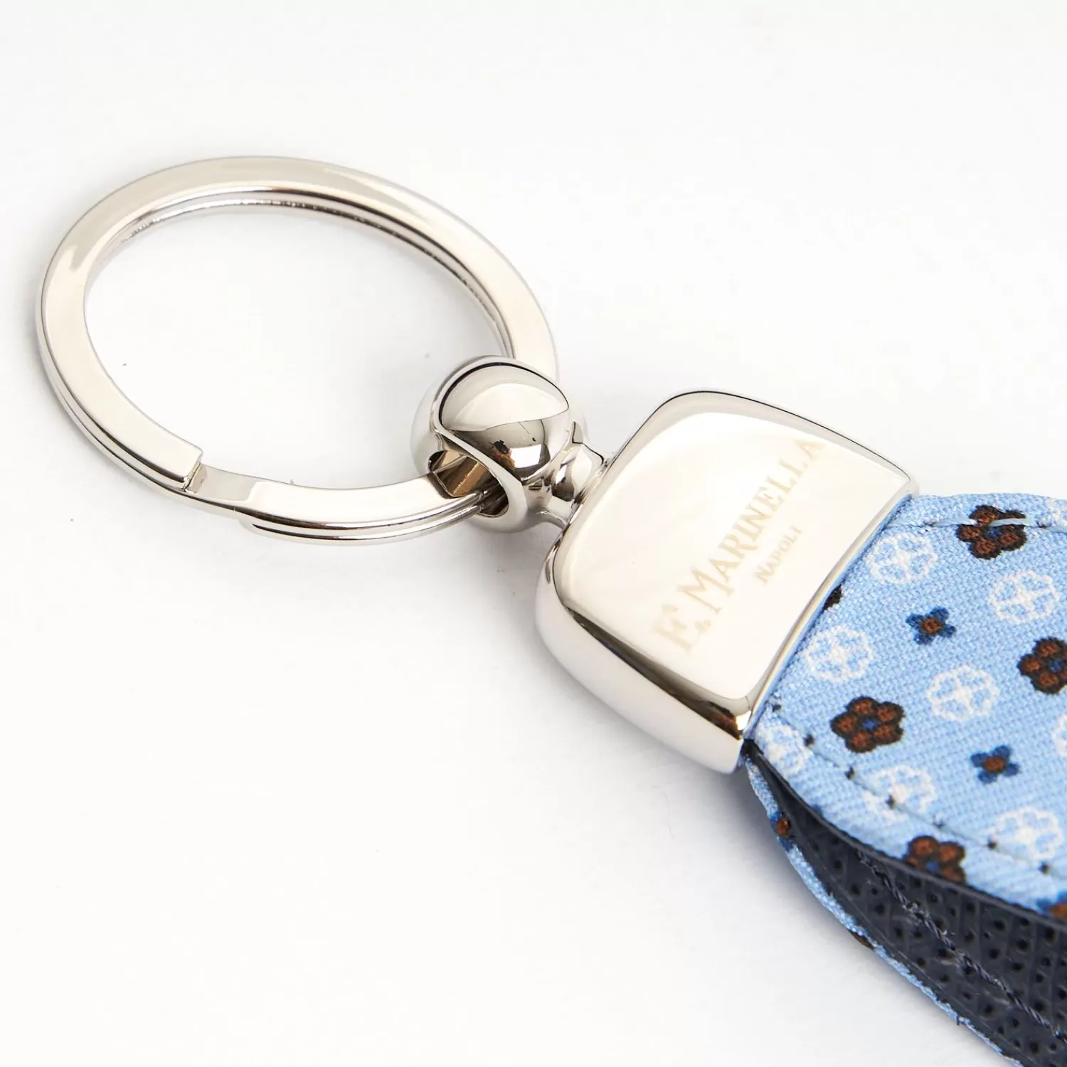Light Blue Keyfob In Silk And Leather>E.Marinella Store