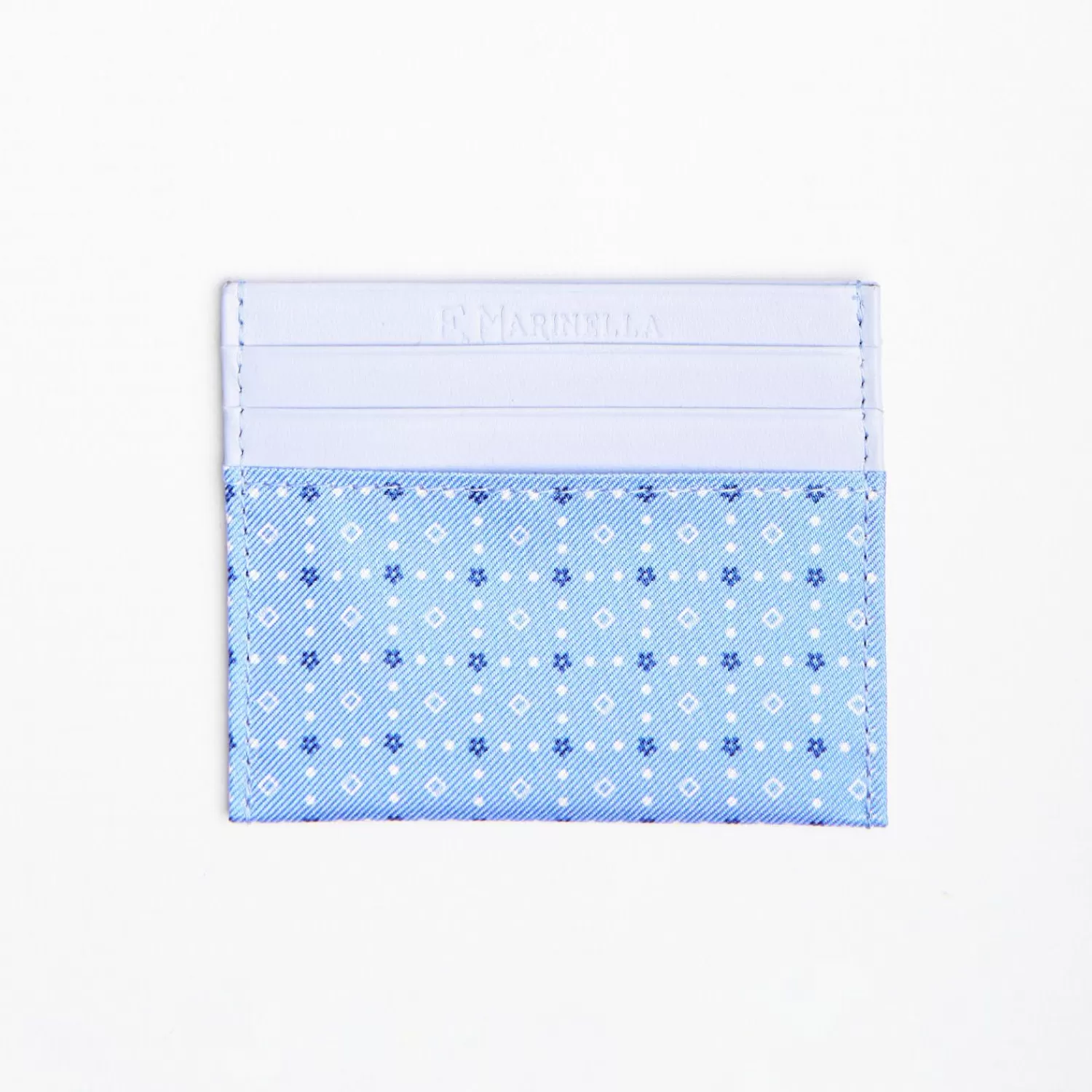 Light Blue Leather And Silk Credit Card Holder - 5 Compartments>E.Marinella Cheap