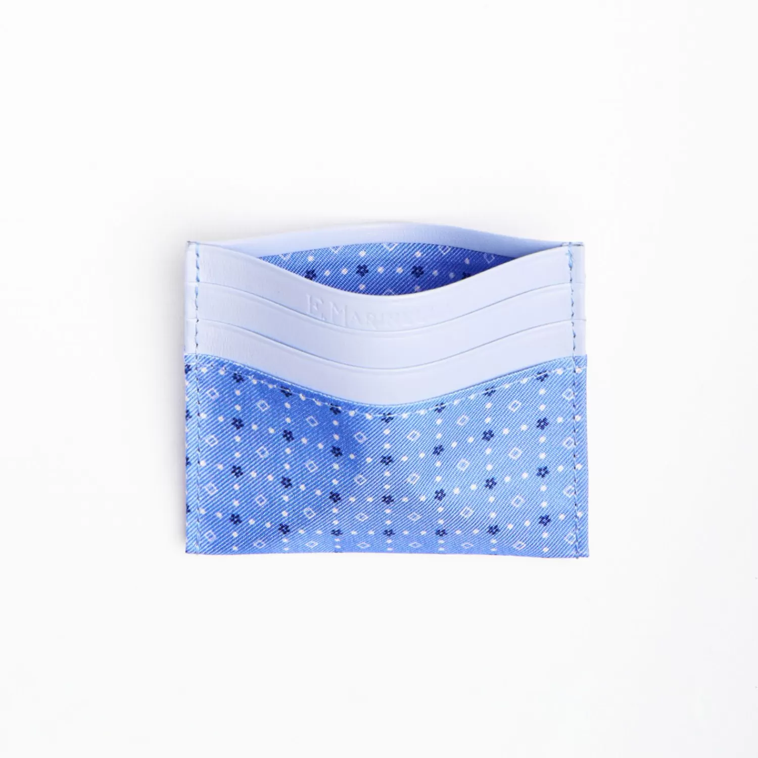 Light Blue Leather And Silk Credit Card Holder - 5 Compartments>E.Marinella Cheap