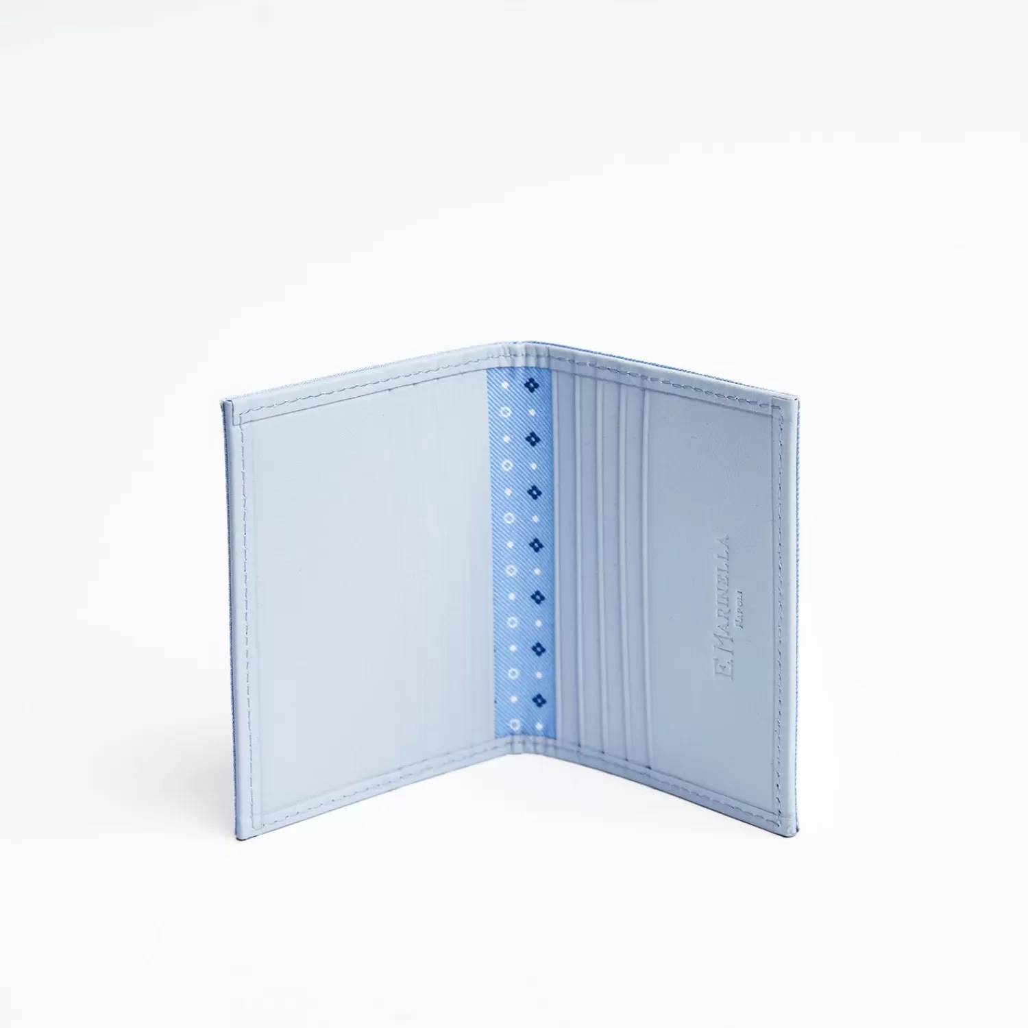 Light Blue Leather Folding Card Holder - 10 Compartments>E.Marinella Online