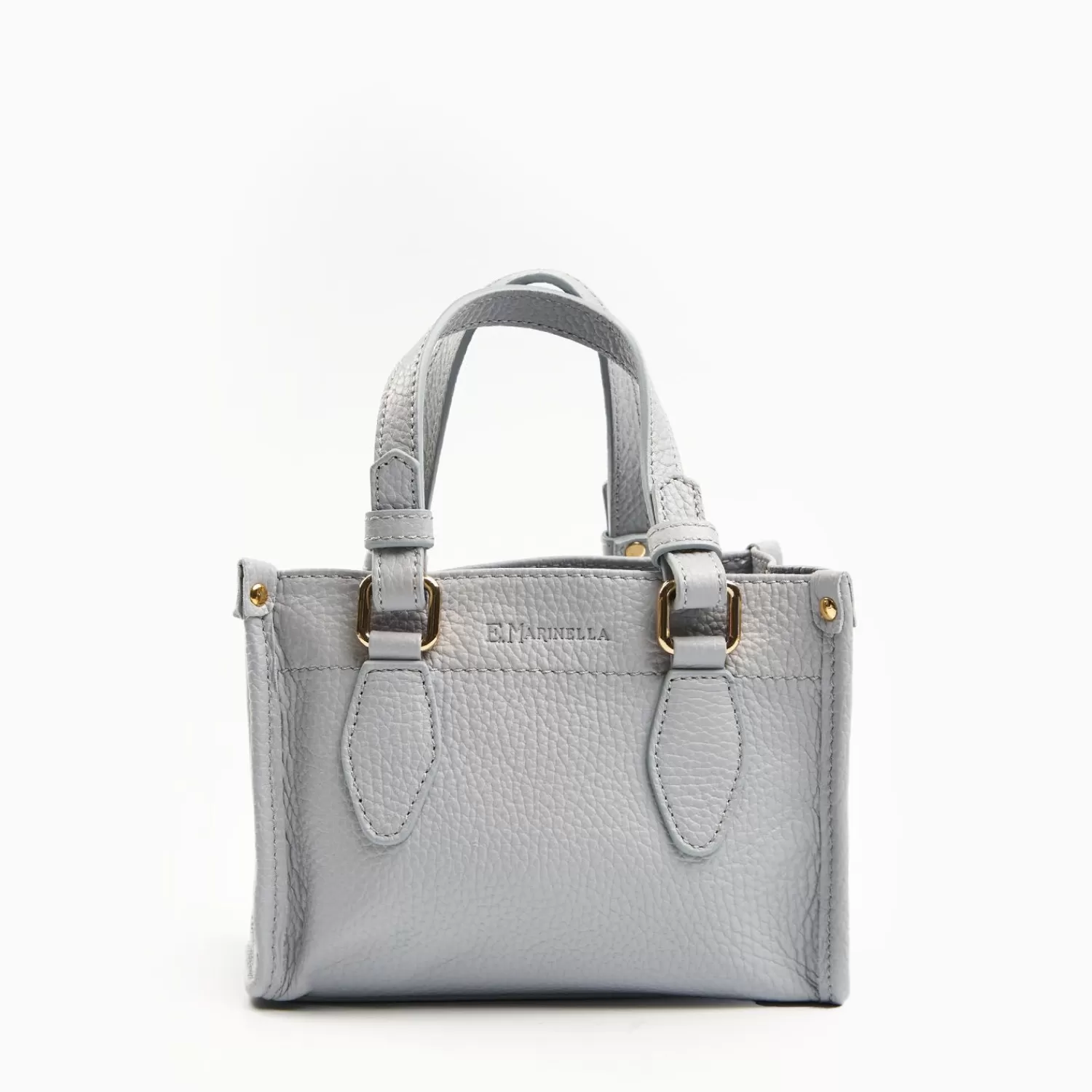 Light Blue Mini Shopping Bag In Hammered Leather>E.Marinella Cheap