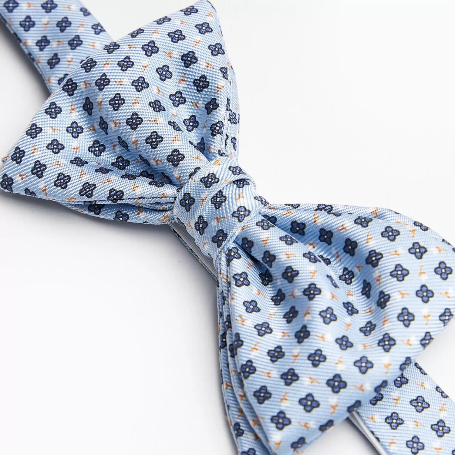 Light Blue Pre-Knotted Bowtie - Small Flower Pattern>E.Marinella Outlet