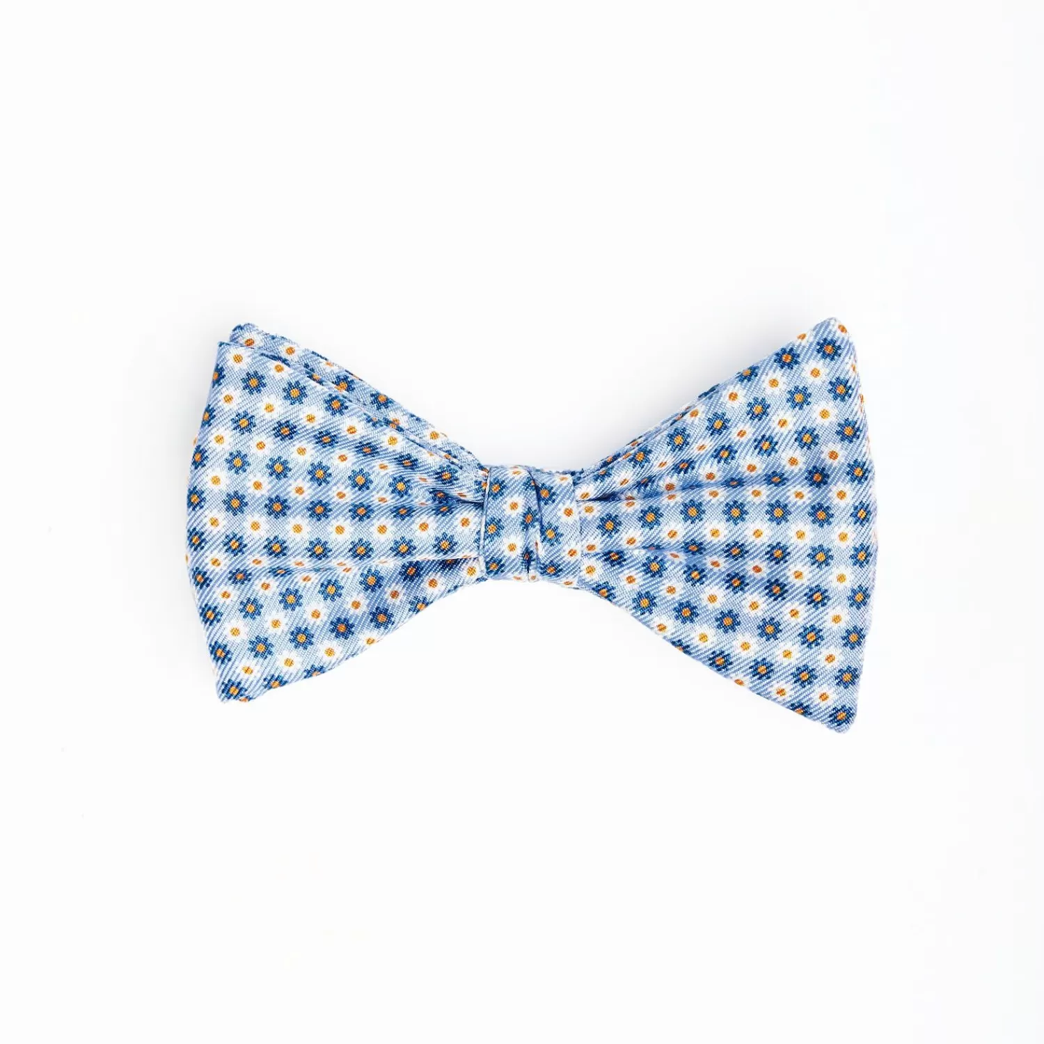 Light Blue Pre-Knotted Silk Bowtie - Small Flower Pattern>E.Marinella Clearance