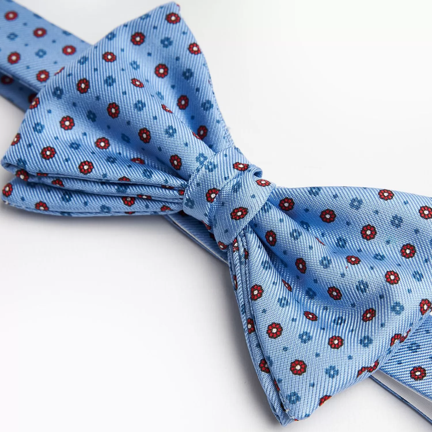 Light Blue Pre-Knotted Silk Bowtie - Small Flower Pattern>E.Marinella Cheap