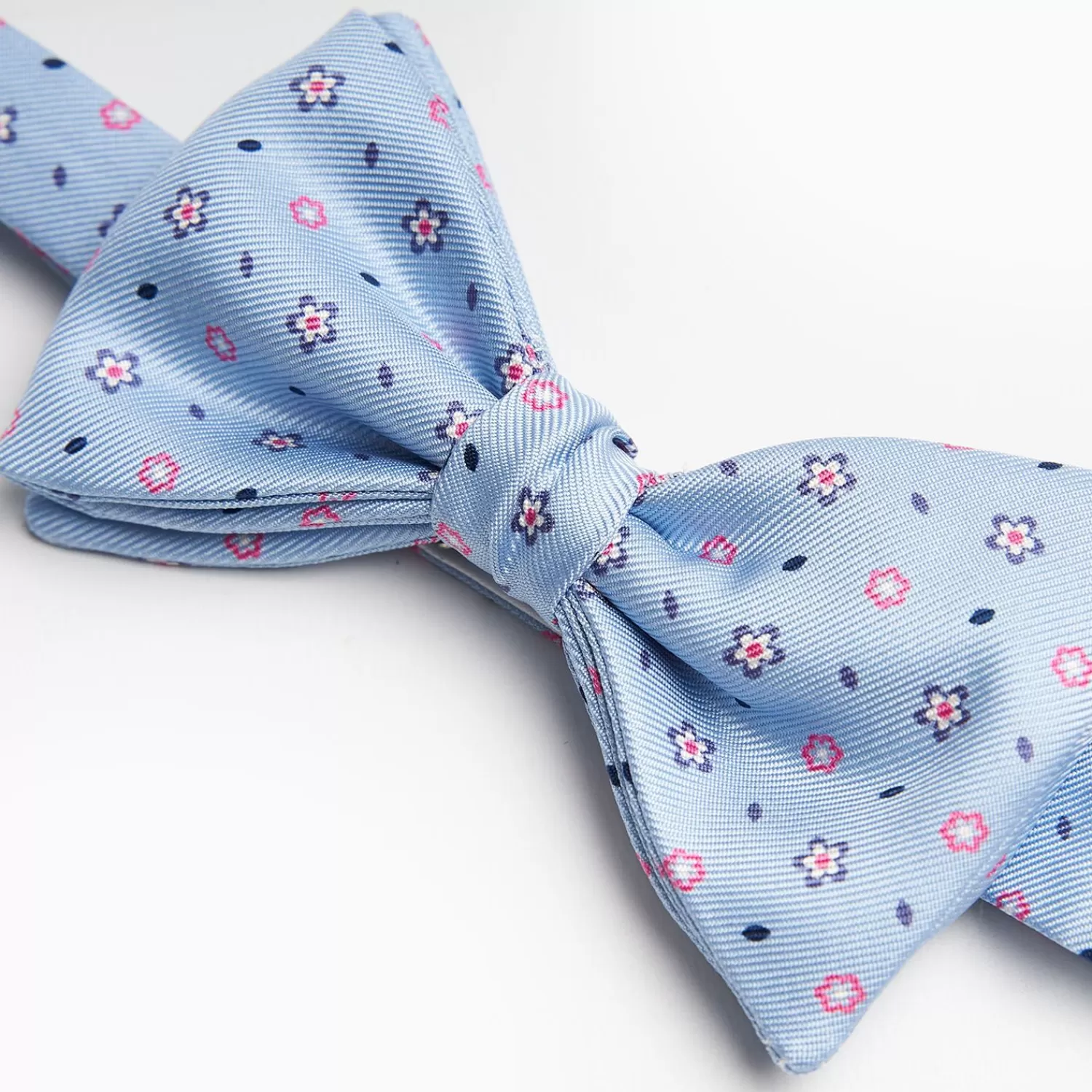 Light Blue Pre-Knotted Silk Bowtie - Small Flower Pattern>E.Marinella Best Sale