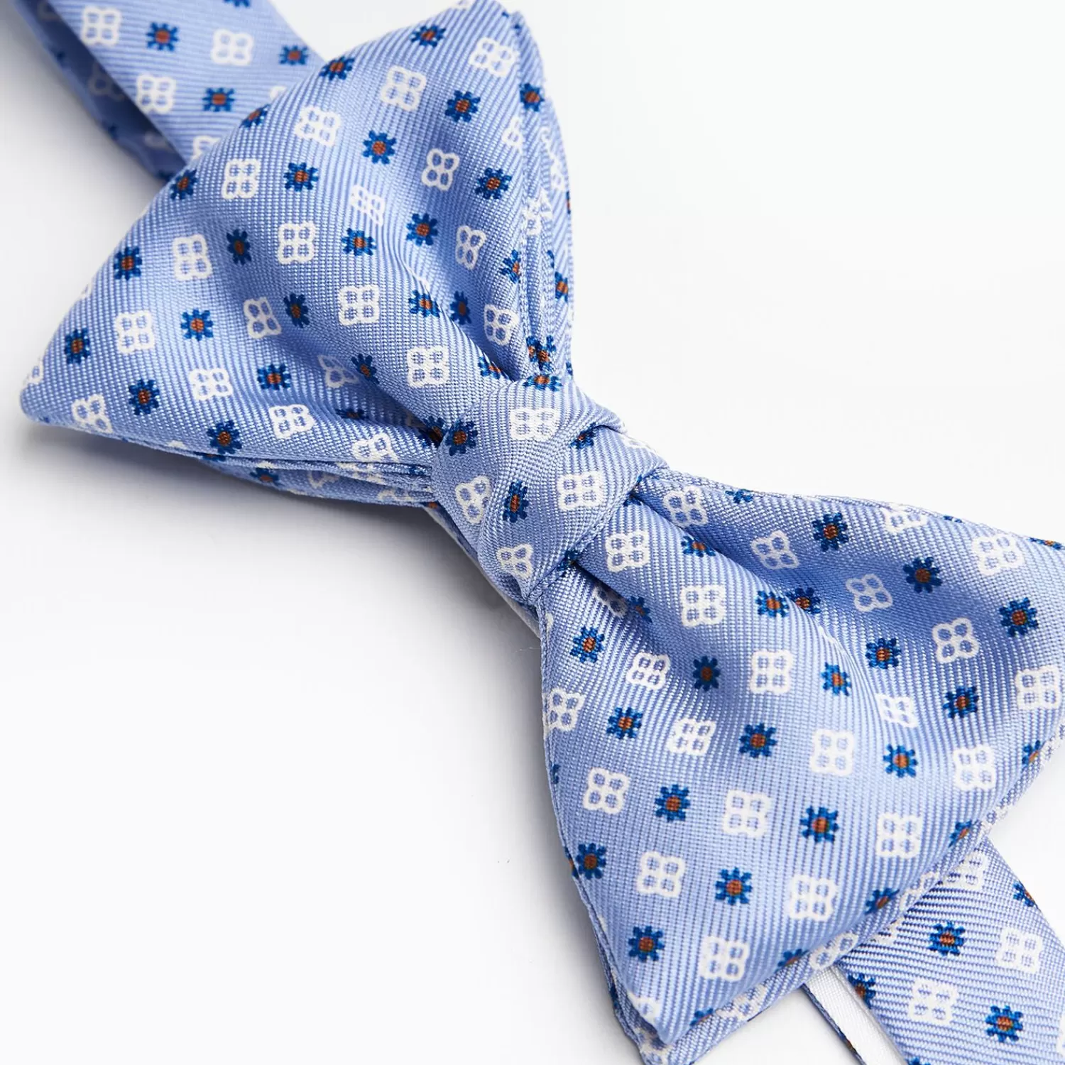 Light Blue Pre-Knotted Silk Bowtie - Small Flower Pattern>E.Marinella Fashion