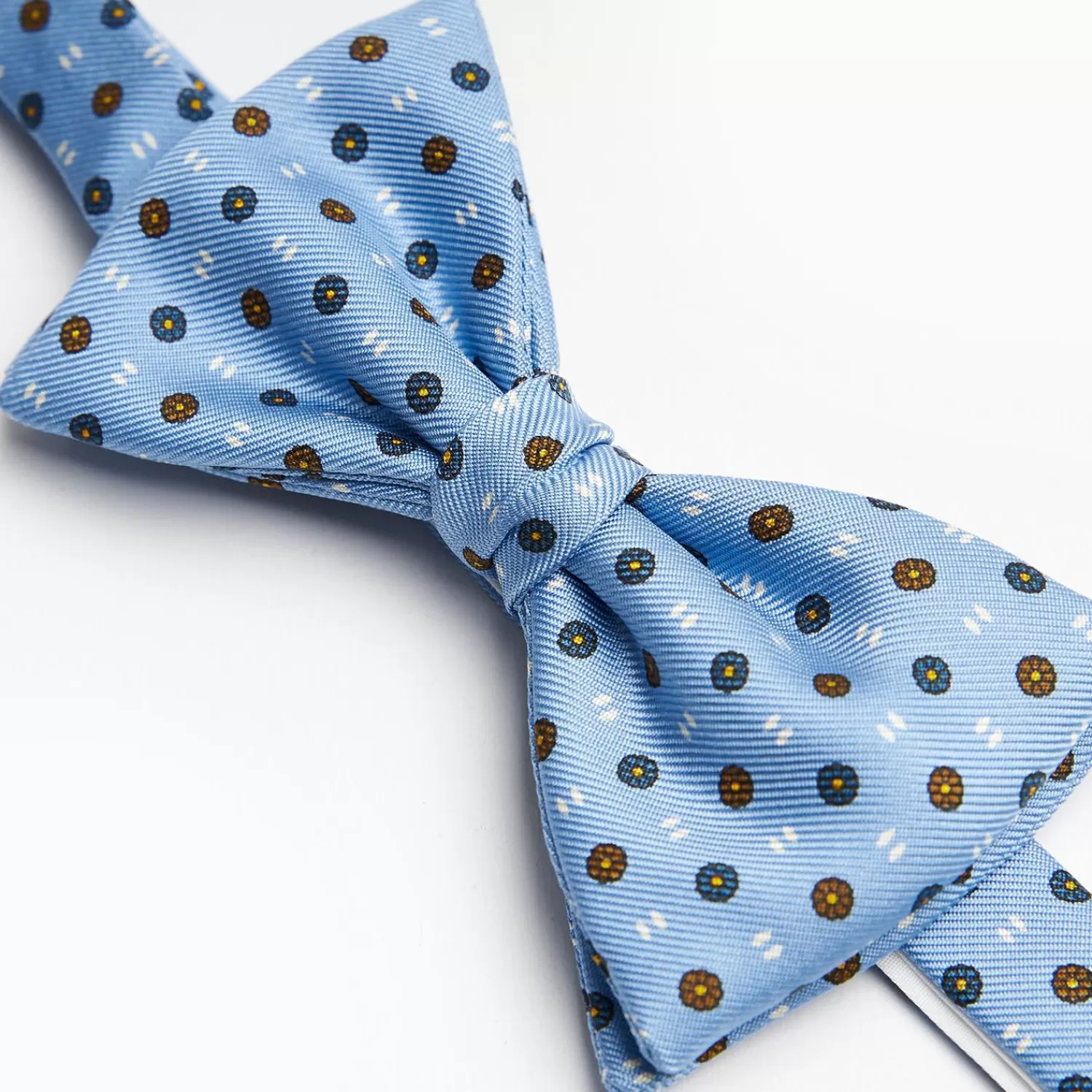 Light Blue Pre-Knotted Silk Bowtie - Small Flower Pattern>E.Marinella Best Sale