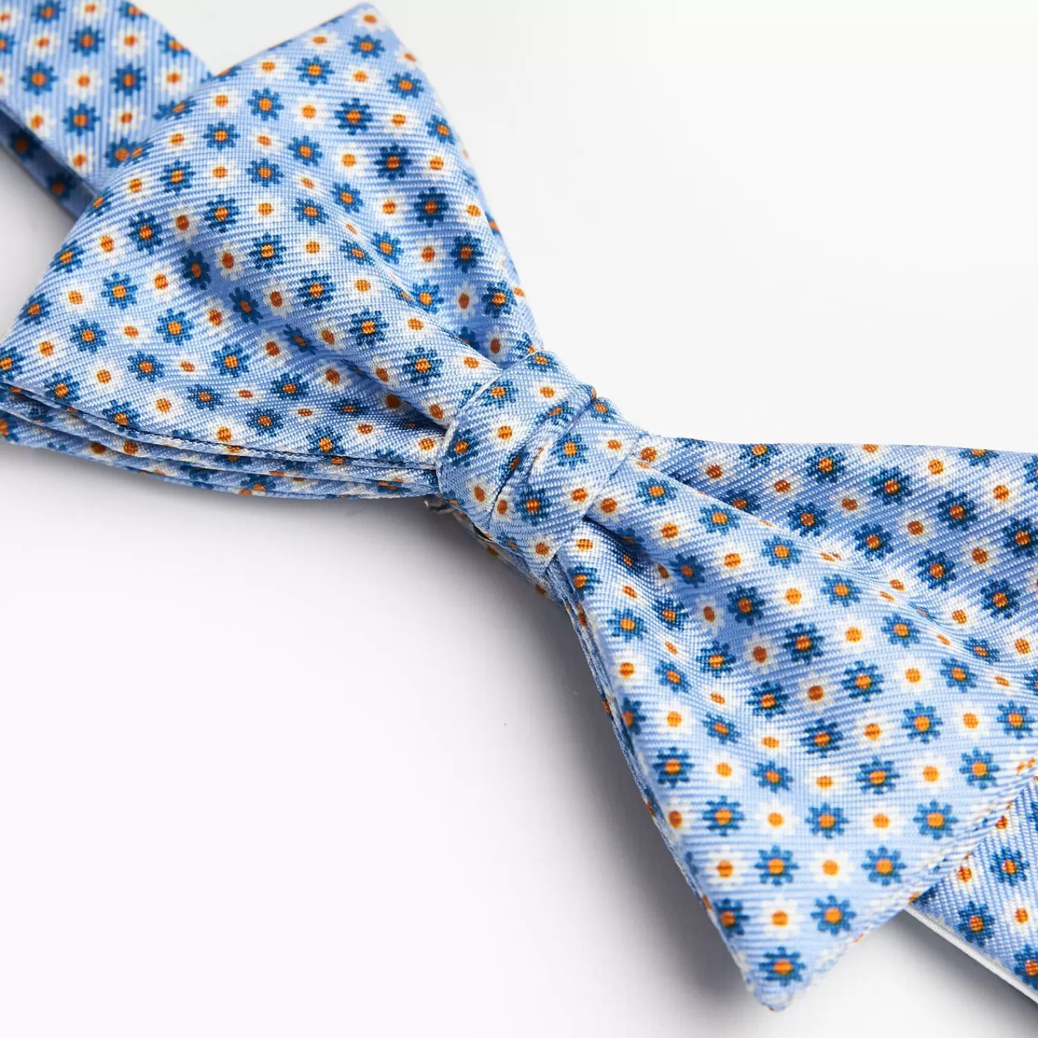Light Blue Pre-Knotted Silk Bowtie - Small Flower Pattern>E.Marinella Clearance