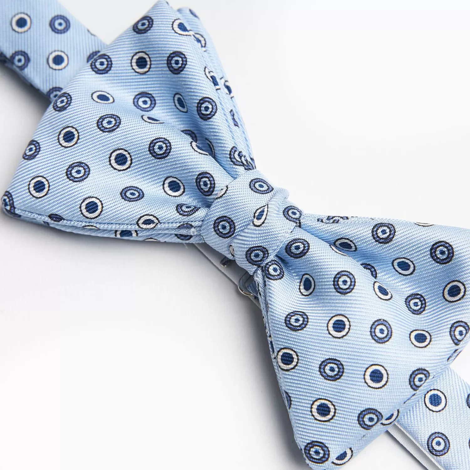 Light Blue Pre-Knotted Silk Bowtie- Small Geometric Pattern>E.Marinella Clearance